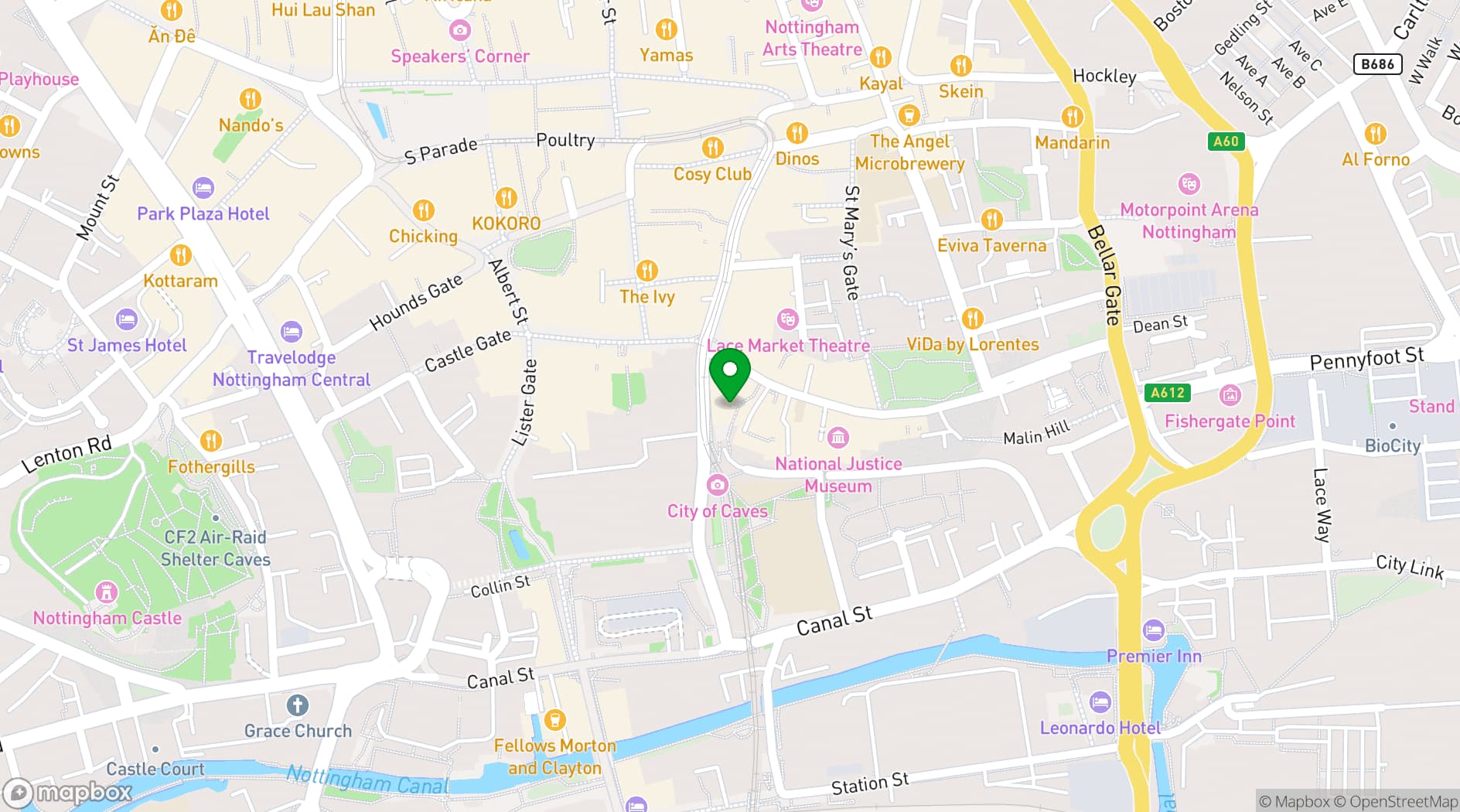 Map showing Nottingham Contemporary