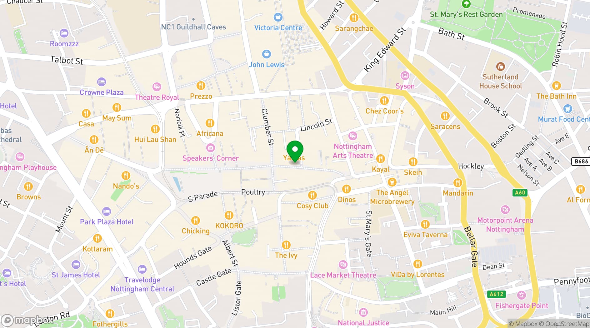 Map showing BOX Nottingham
