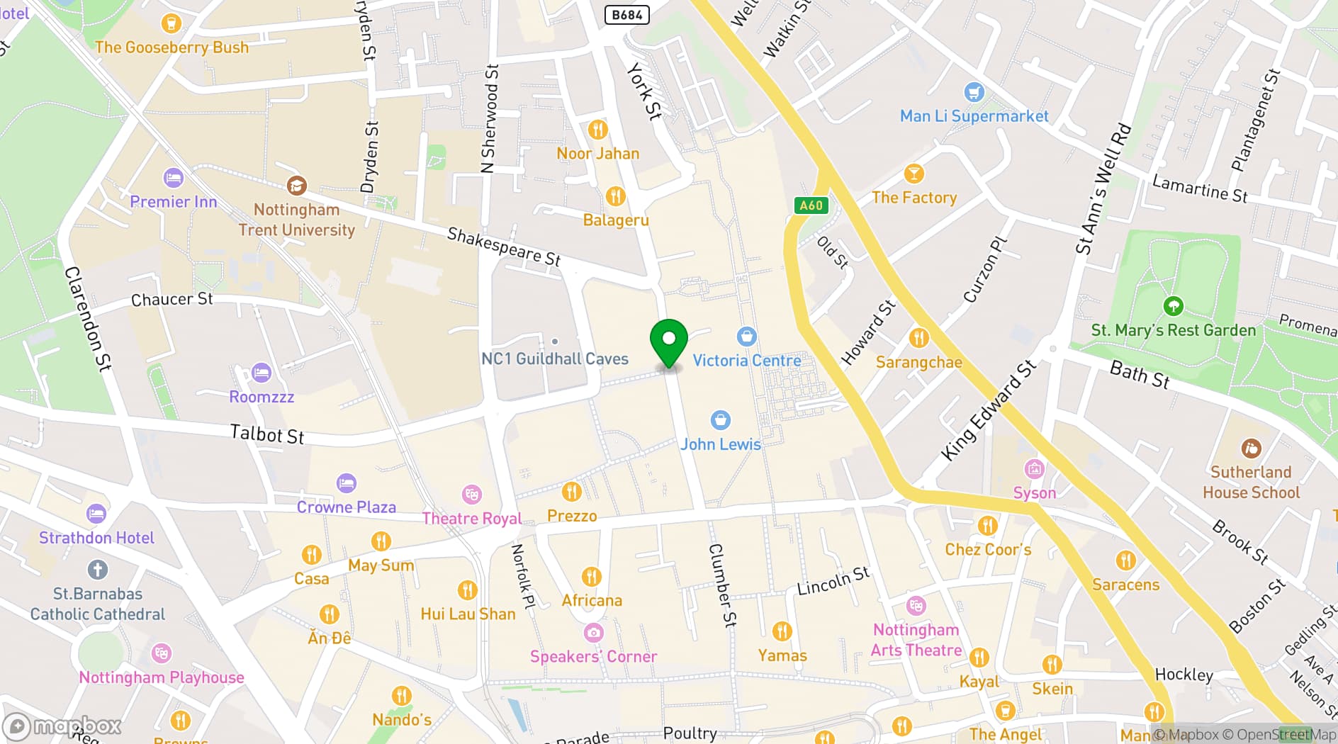 Map showing Hilton Nottingham