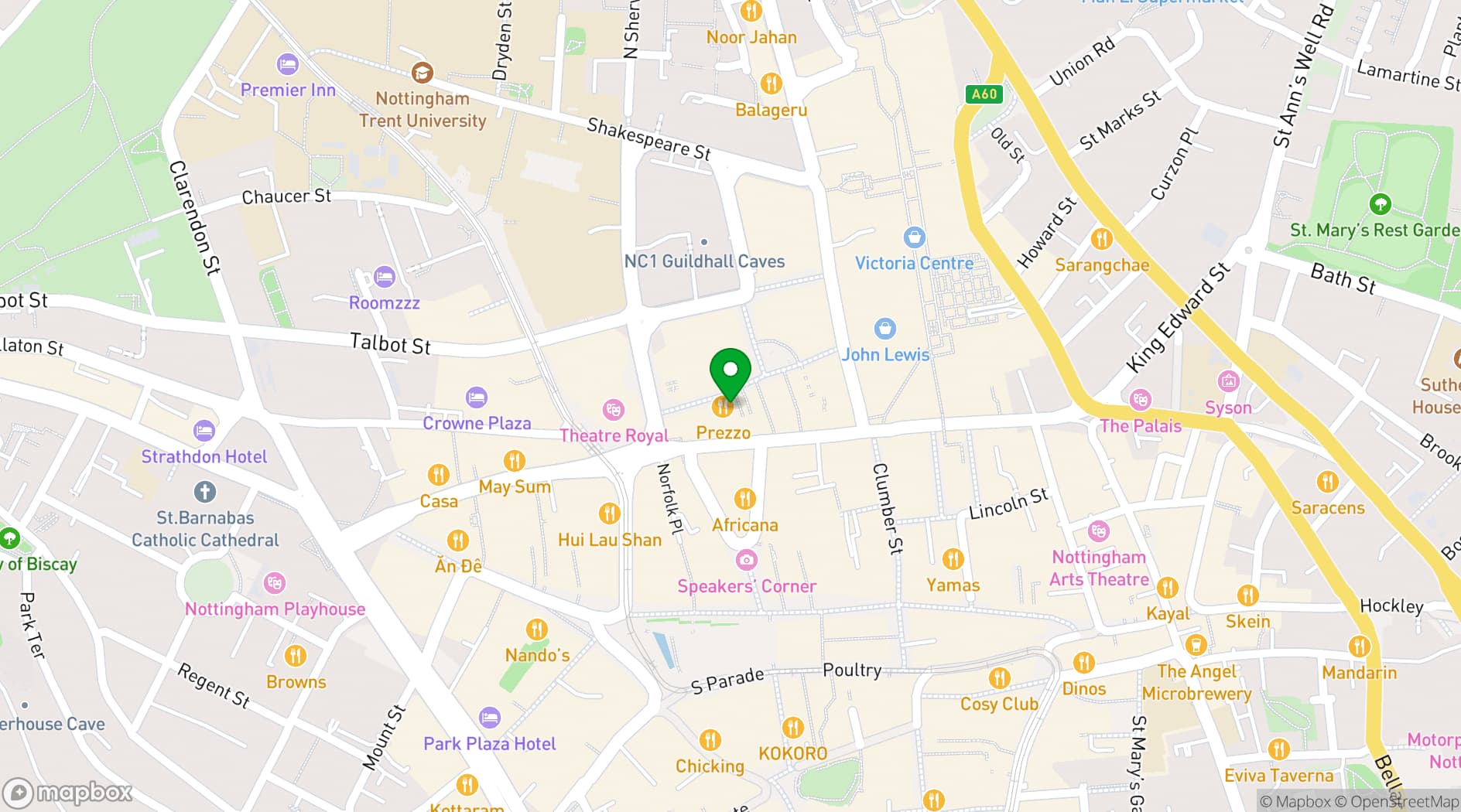 Map showing Vue Nottingham