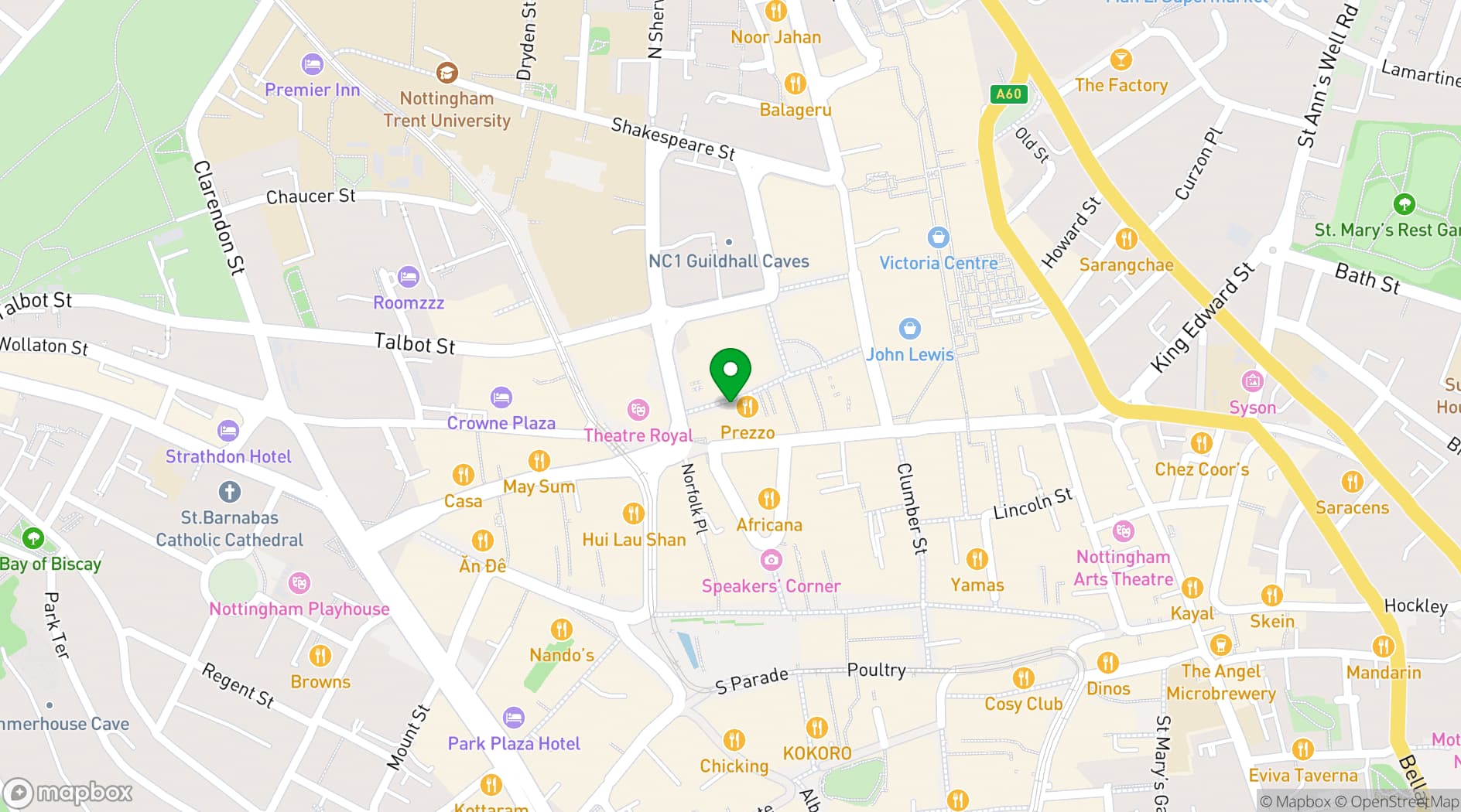 Map showing Vue Nottingham
