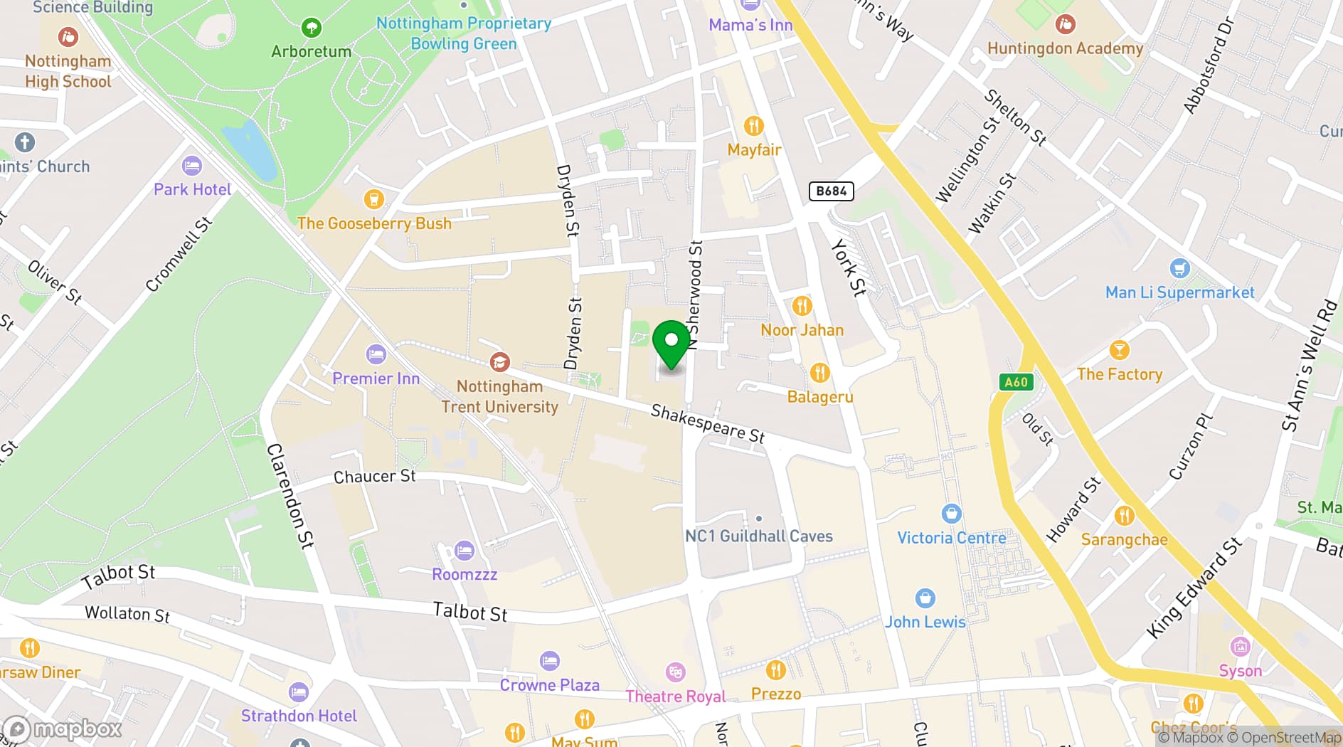Map showing Mechanics Conference Centre
