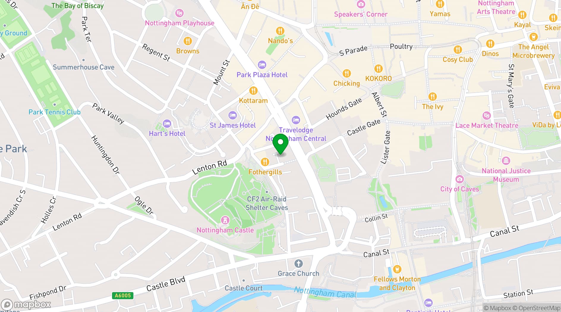 Map showing World Service Restaurant
