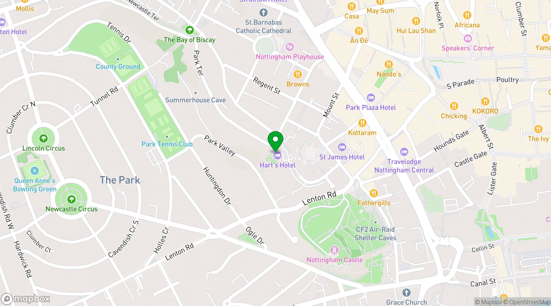 Map showing Hart's Hotel & Kitchen