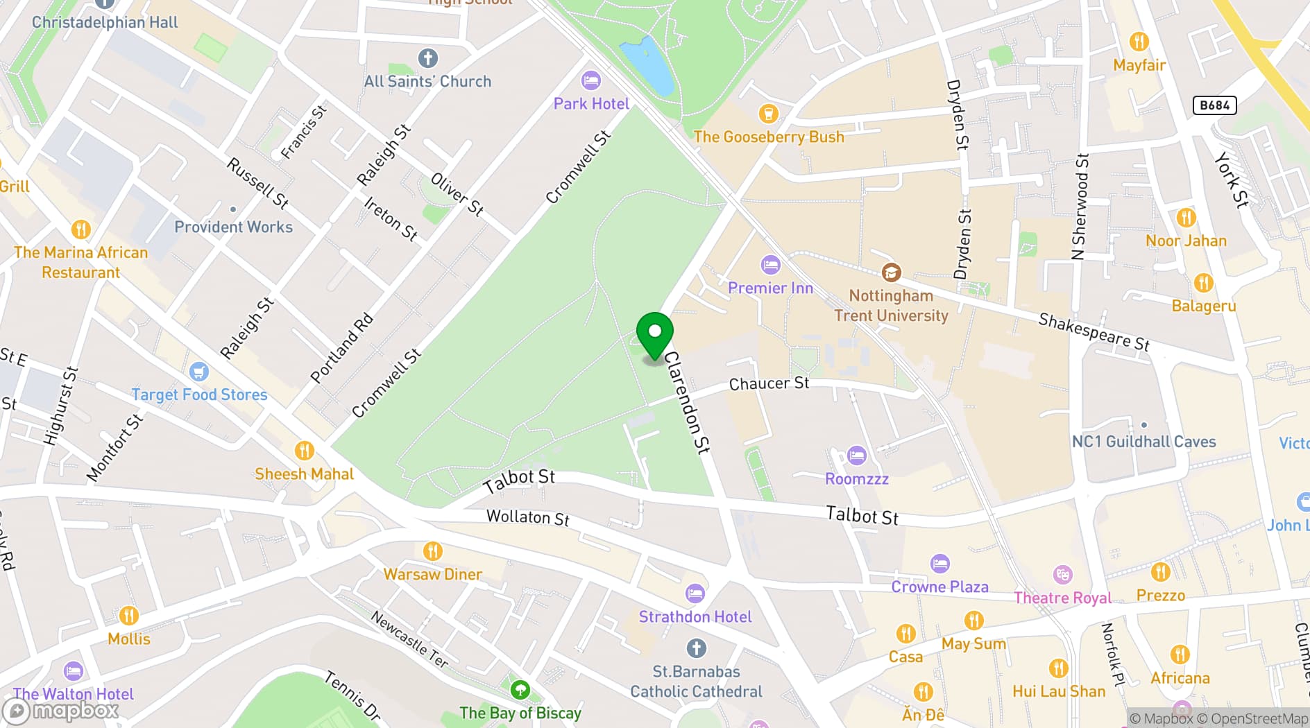 Map showing Nottingham Friends Meeting House