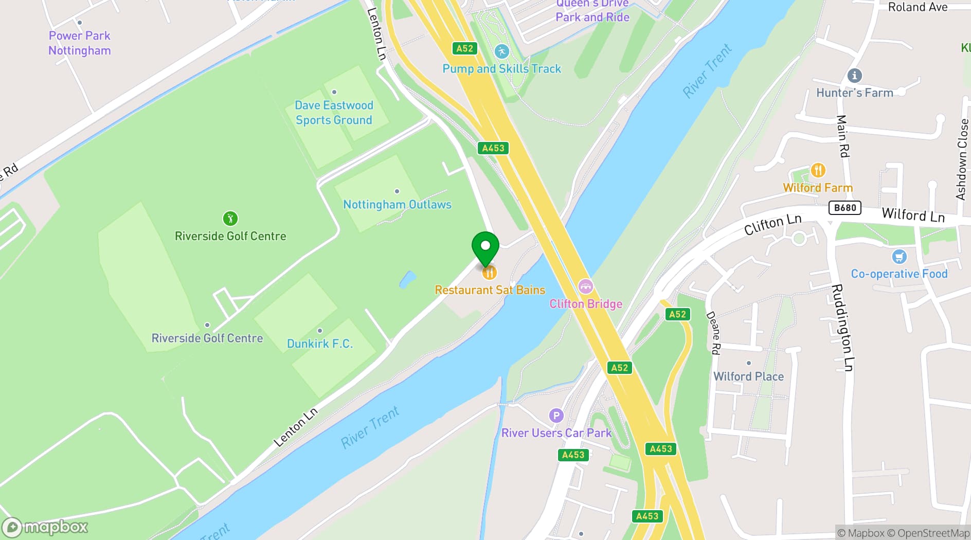 Map showing Restaurant Sat Bains