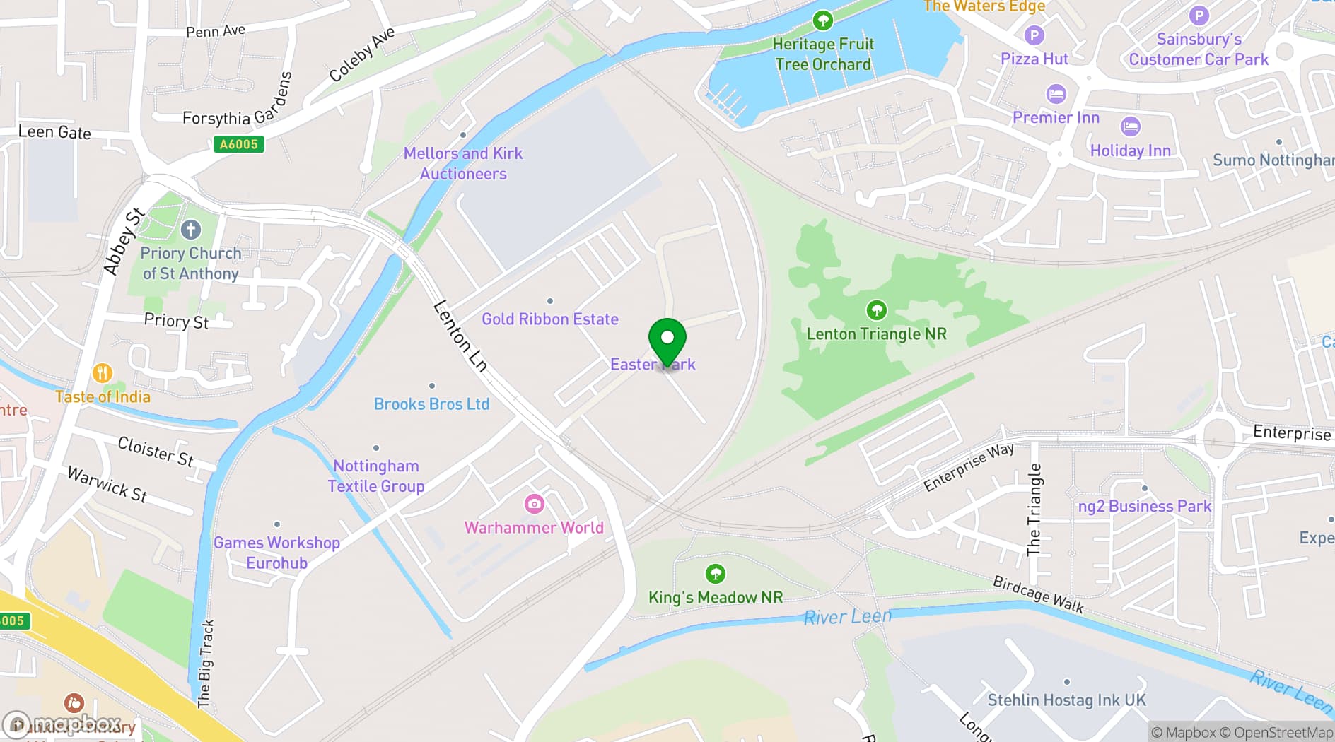 Map showing Trent Conference Centre