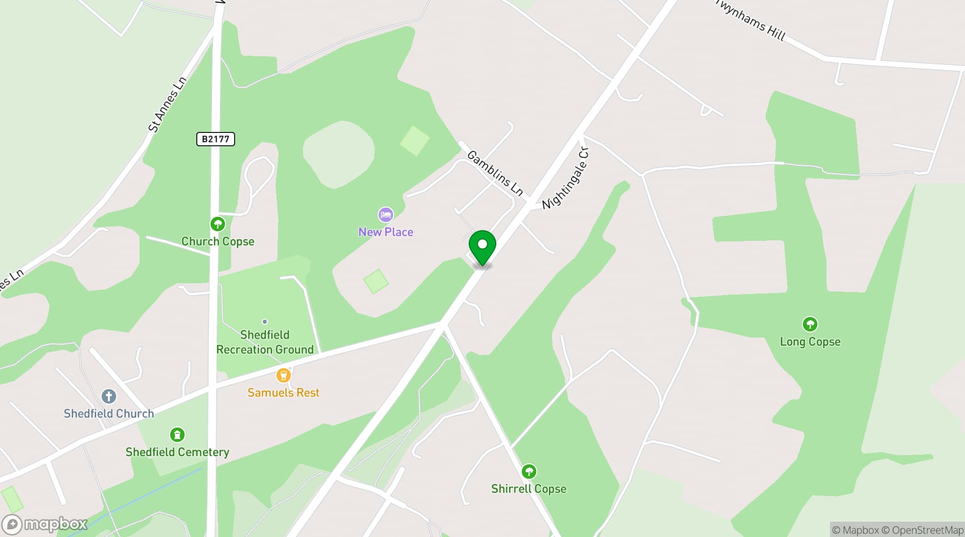 Map showing New Place Hotel - Hampshire