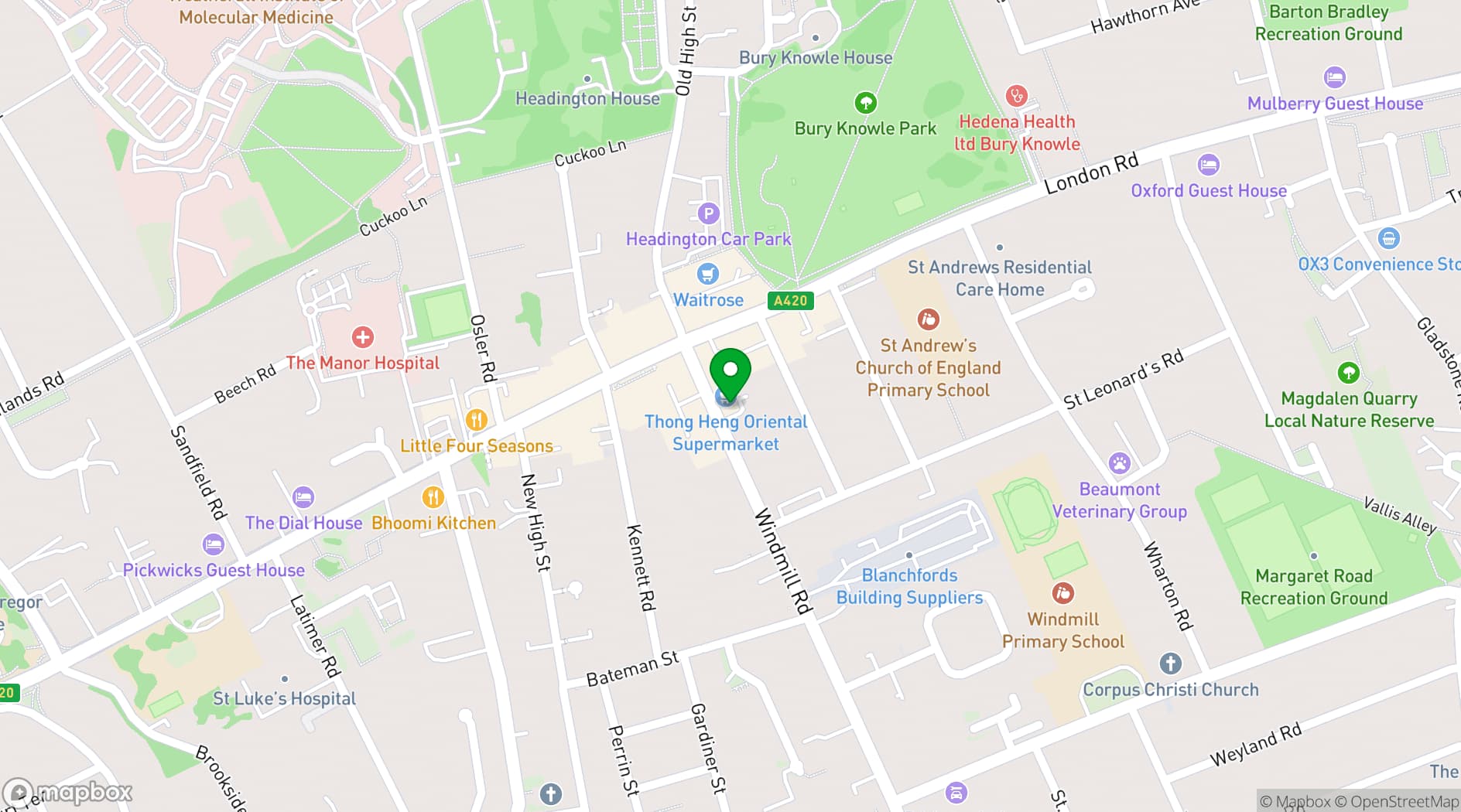 Map showing Oxford CBT