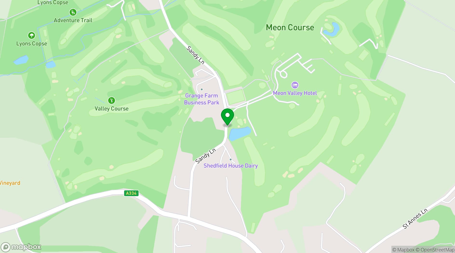 Map showing Meon Valley Hotel & Country Club