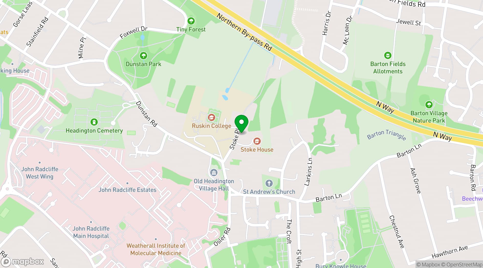 Map showing Ruskin College 