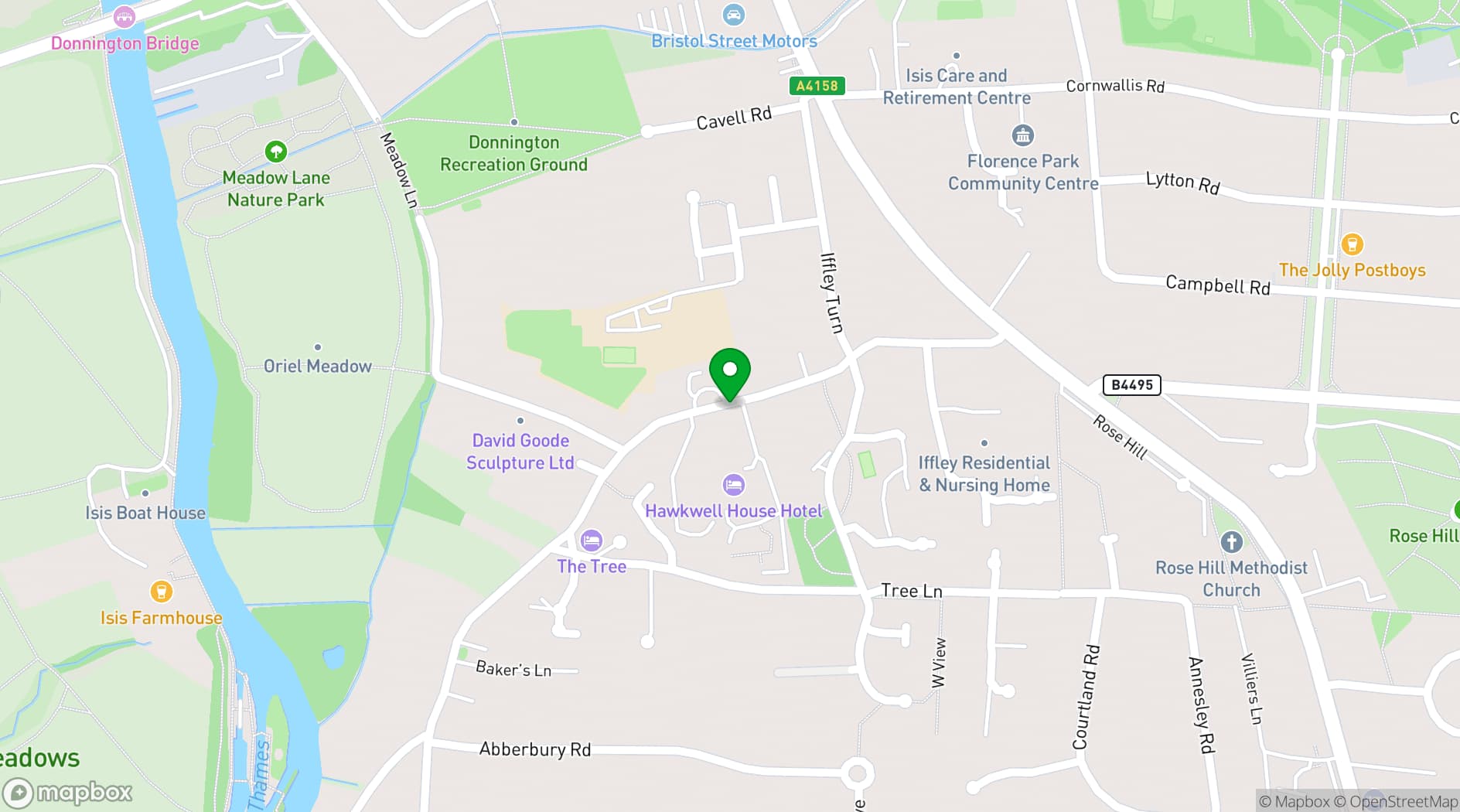 Map showing Mercure Oxford Hawkwell House Hotel