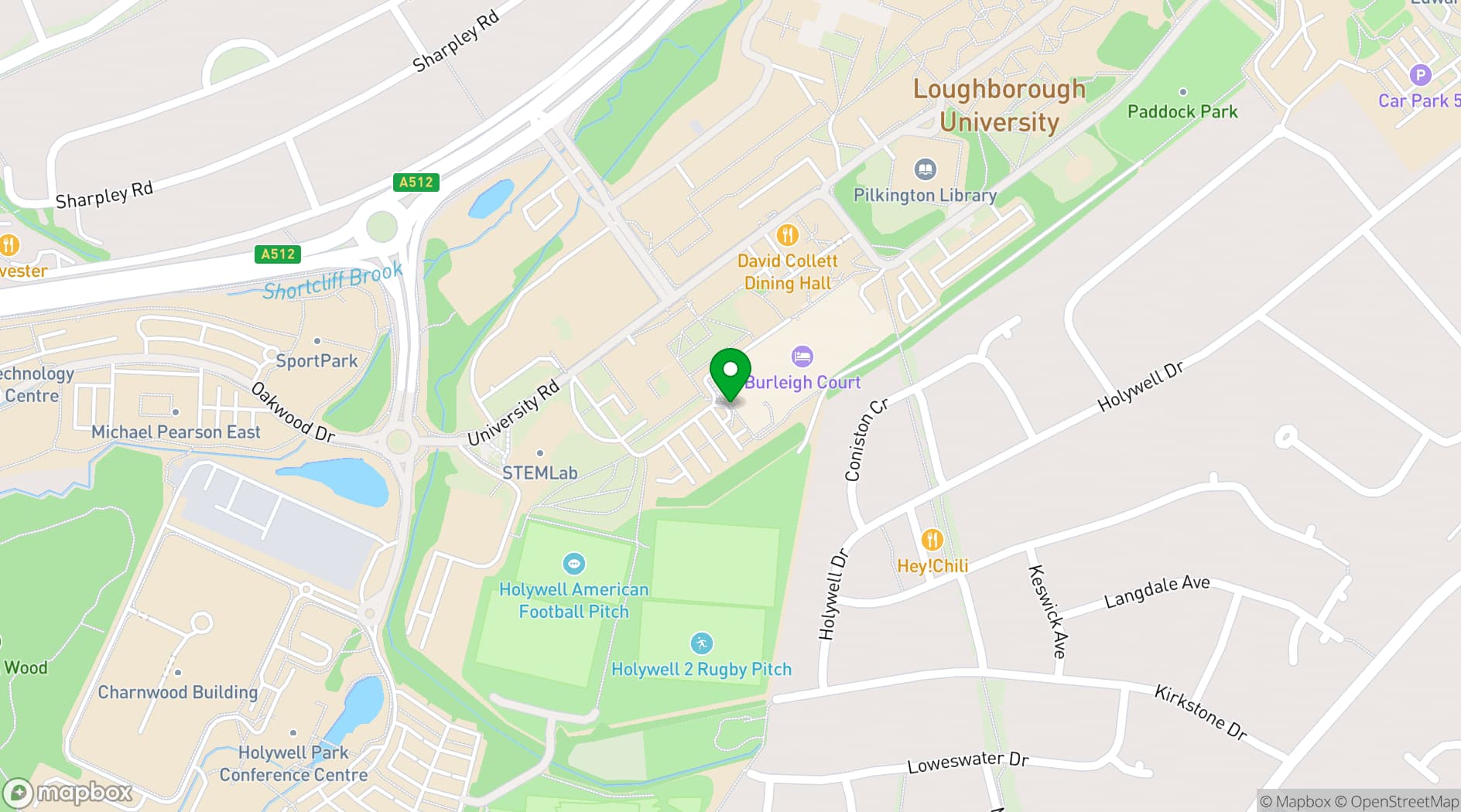 Map showing Burleigh Court Conference Centre and Hotel