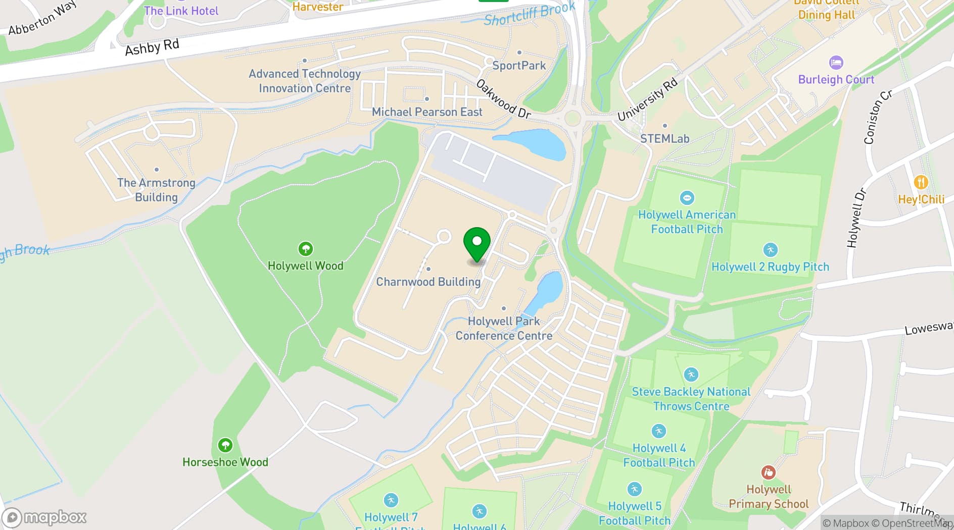 Map showing Holywell Park Conference Centre