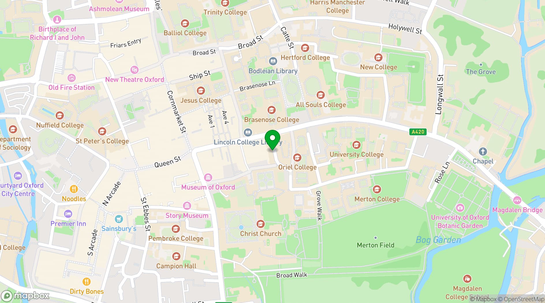 Map showing Sandy's Piano Bar