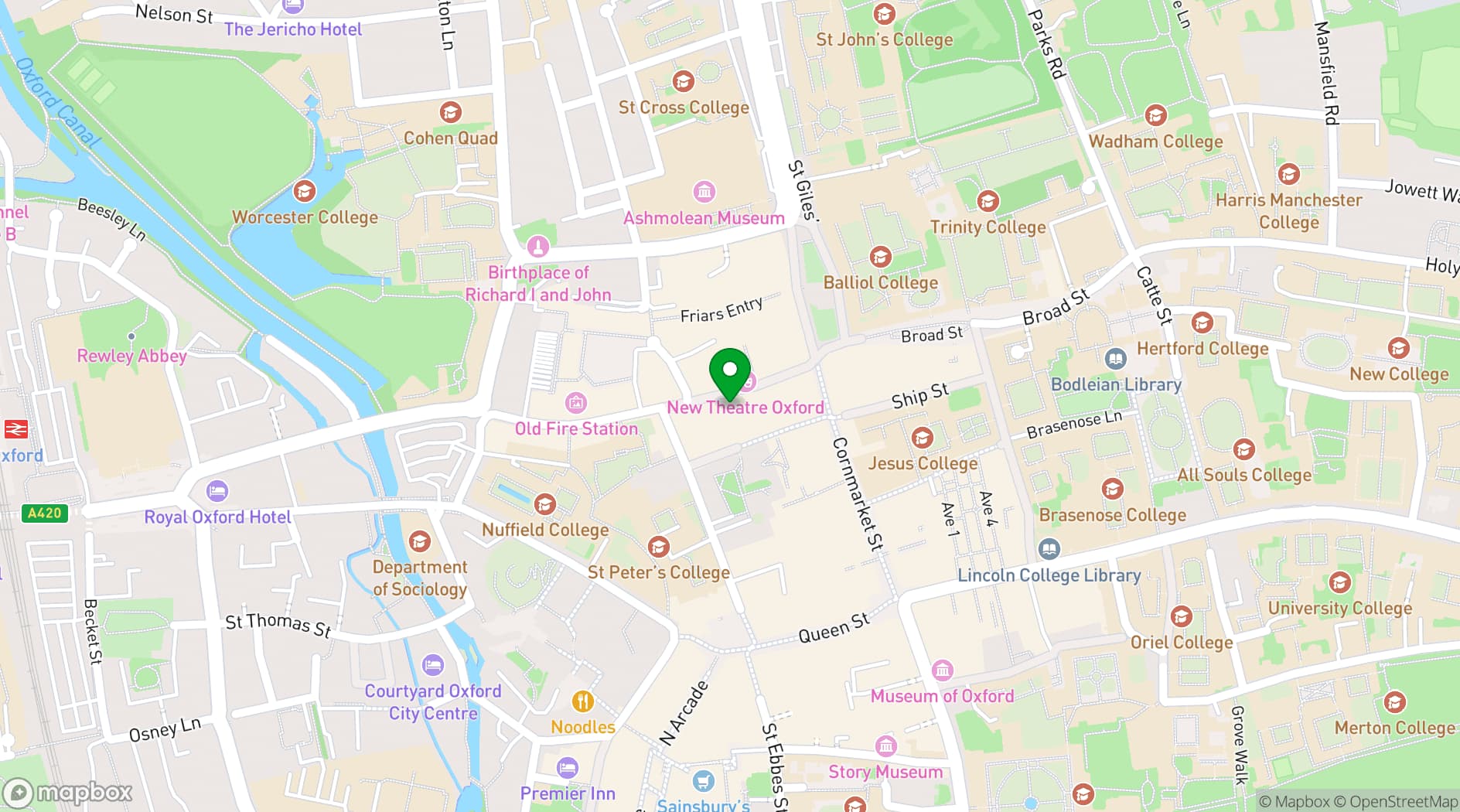 Map showing Oxford Brunch Bar