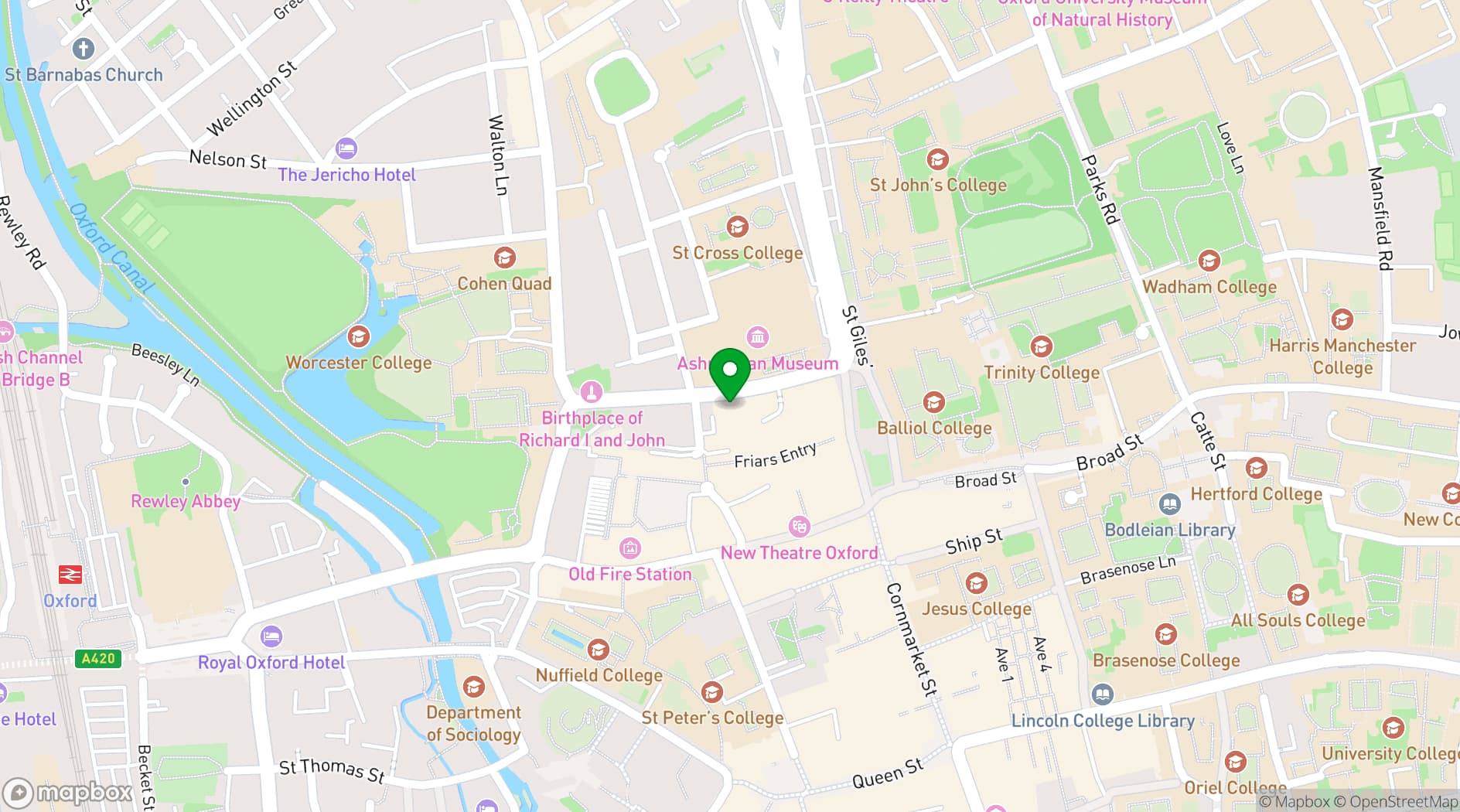 Map showing Oxford Playhouse