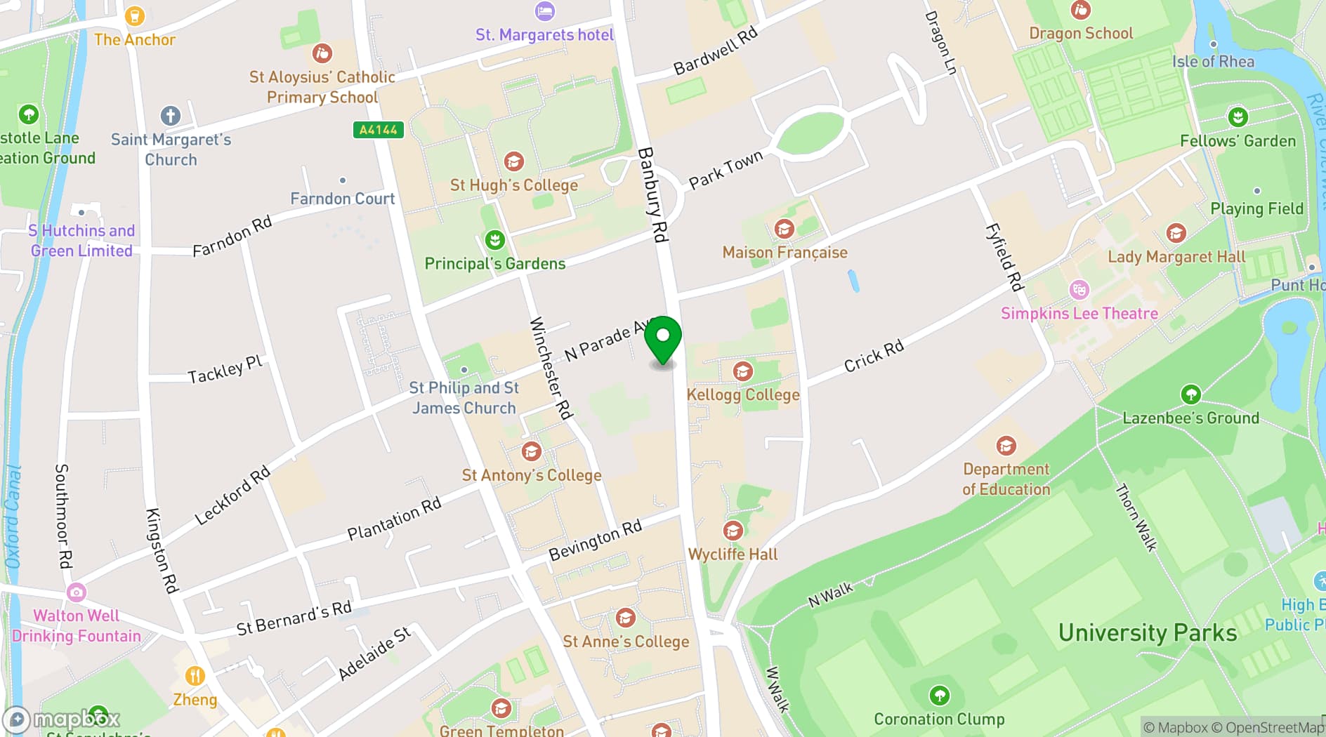 Map showing Gees Restaurant & Bar