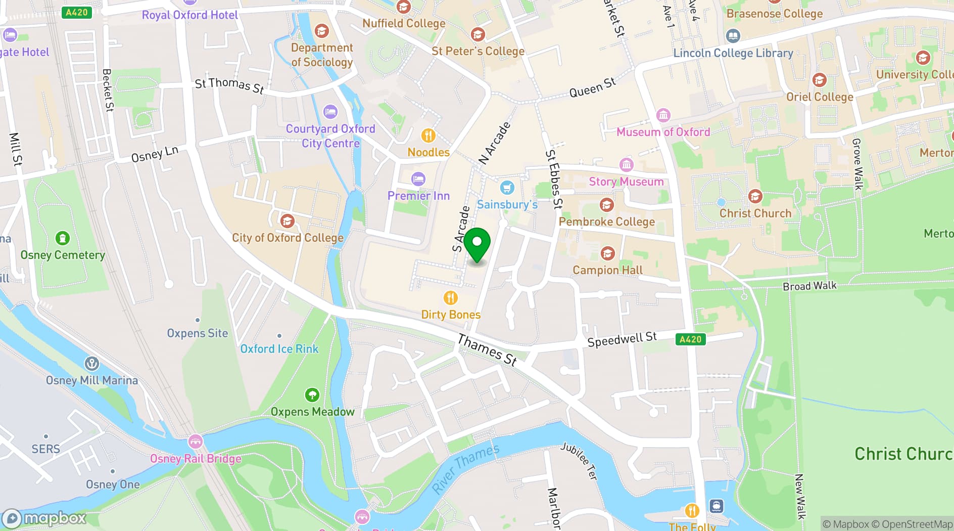Map showing Victors Oxford