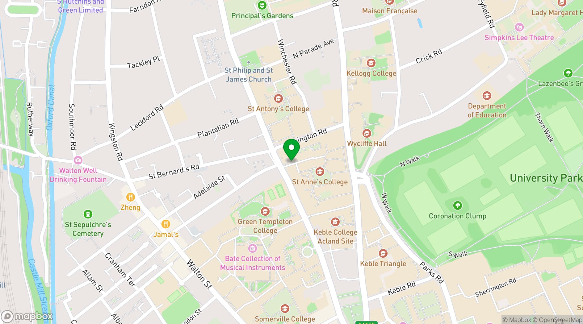 Map showing St Anne's College
