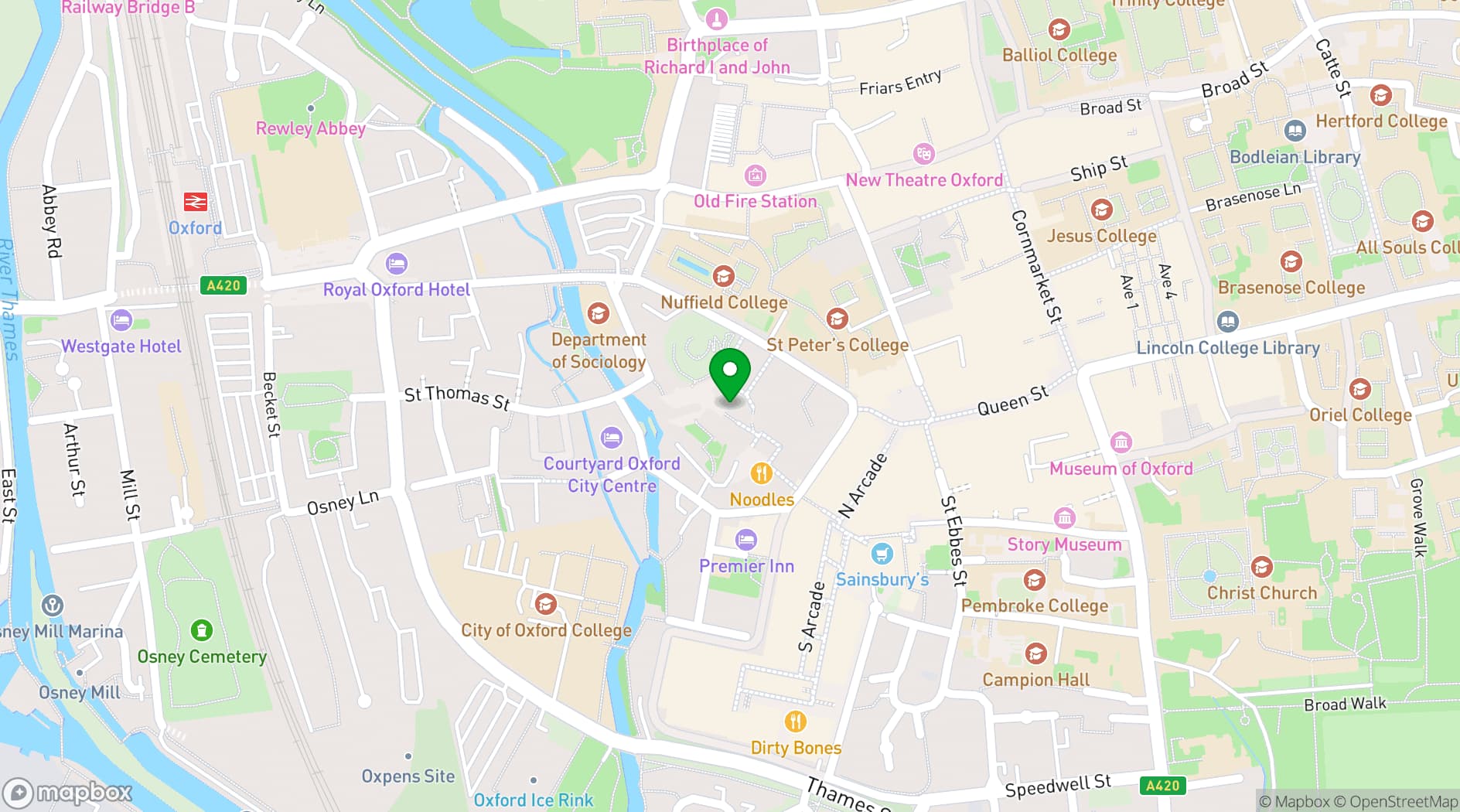 Map showing Malmaison Oxford