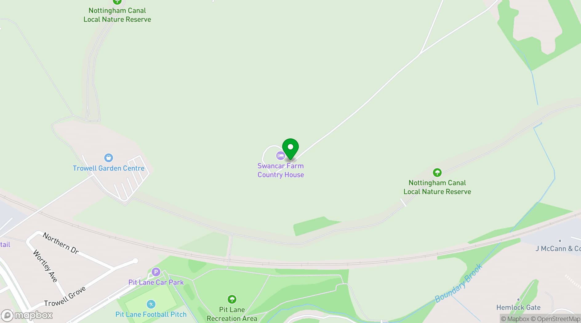 Map showing Swancar Farm Country House