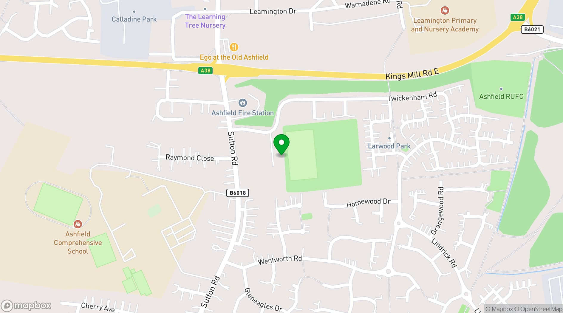 Map showing Larwood Park