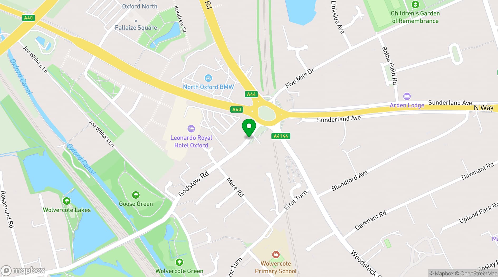 Map showing Leonardo Royal Hotel Oxford