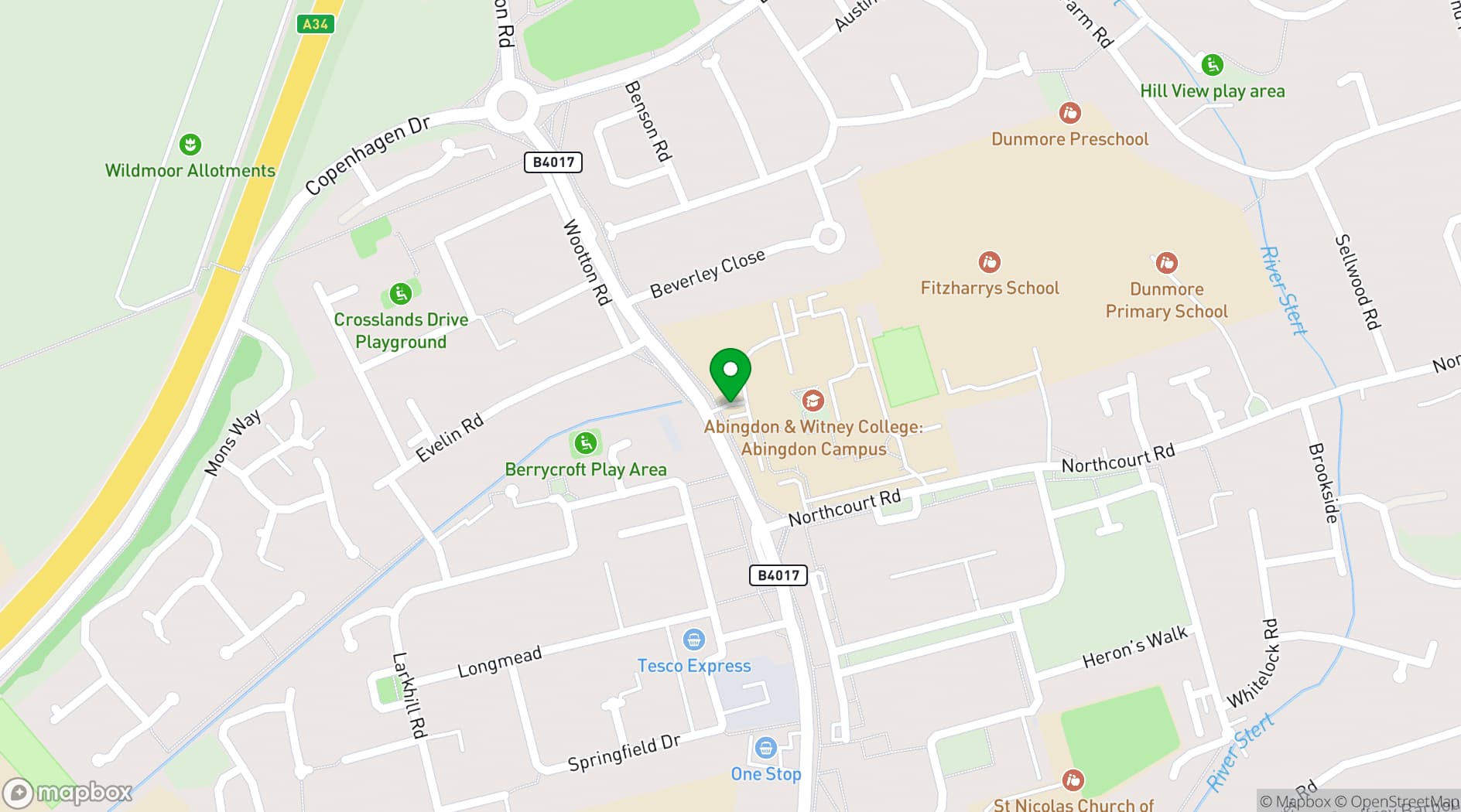 Map showing Abingdon & Witney College