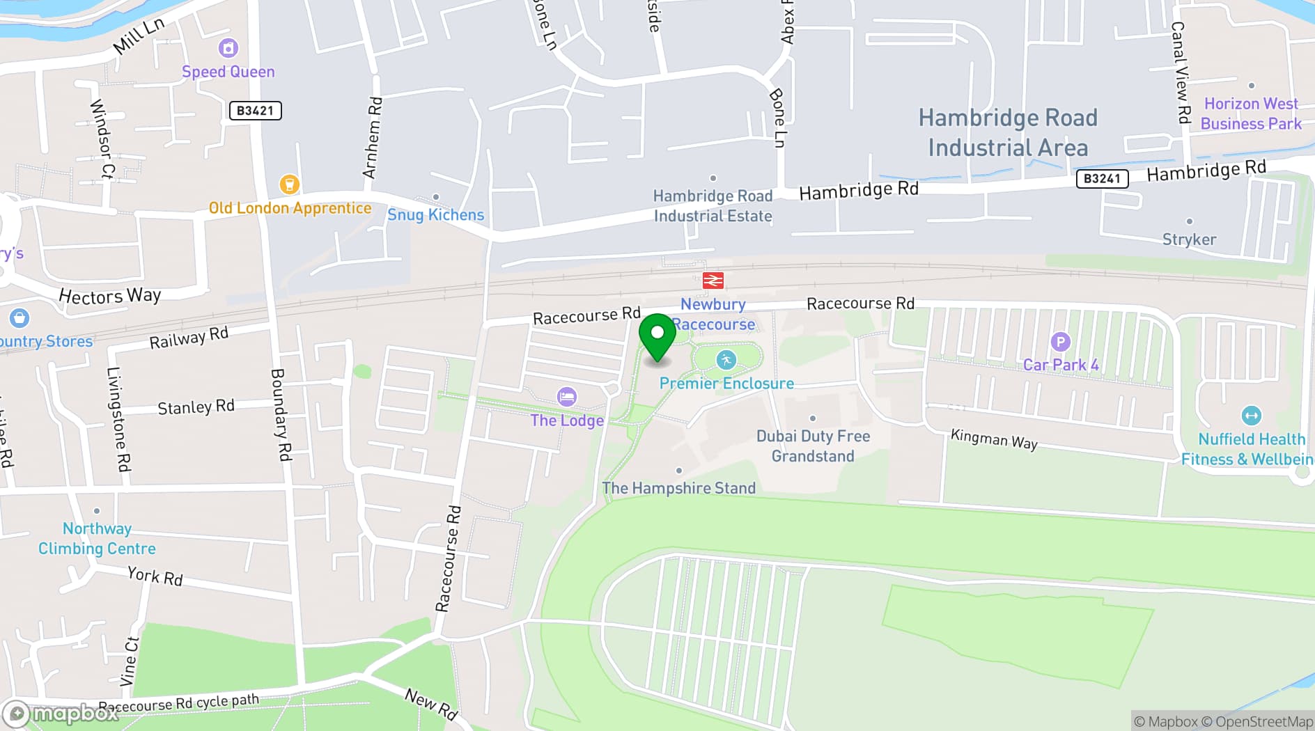 Map showing Newbury Racecourse