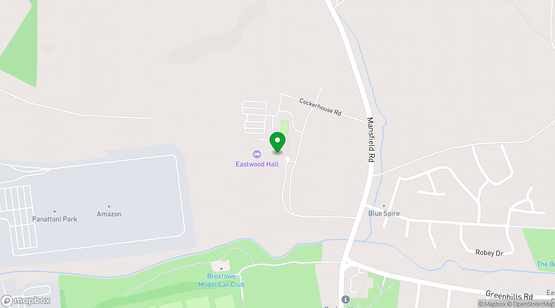 Map showing Eastwood Hall