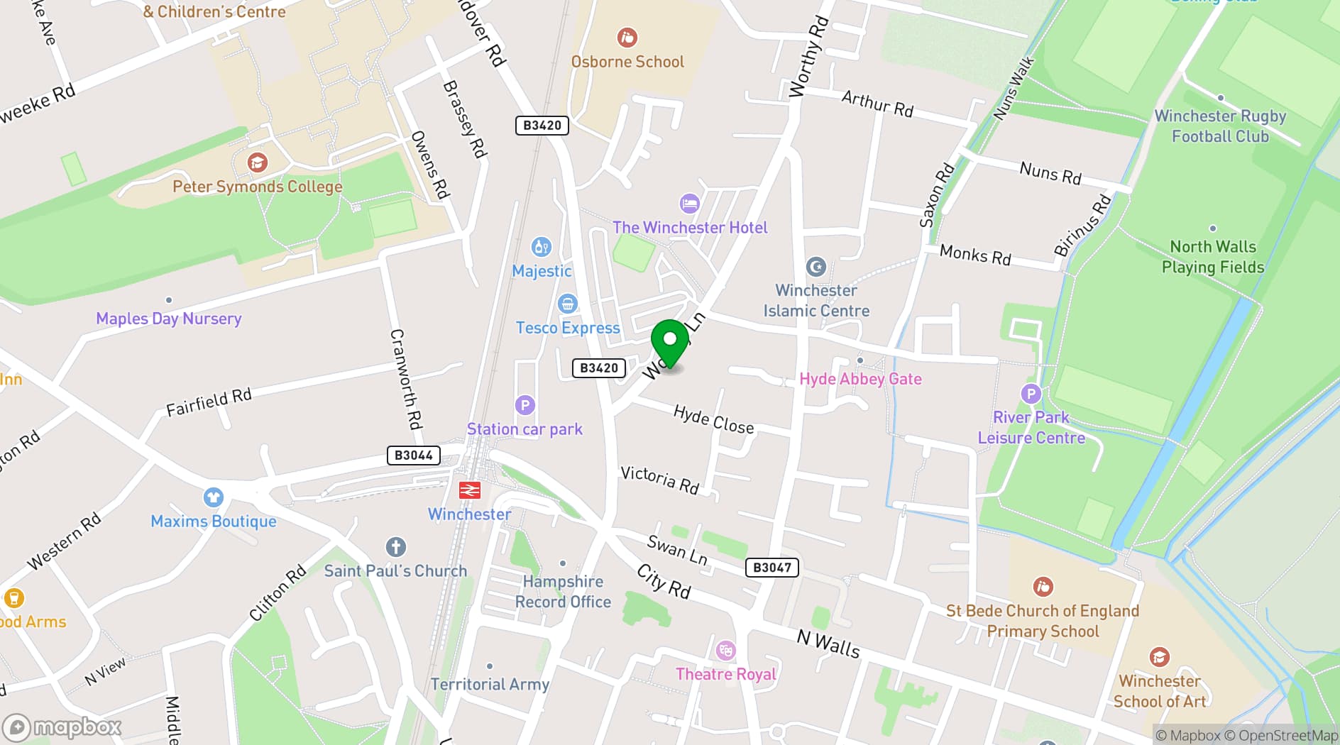 Map showing Winchester Hotel & Spa