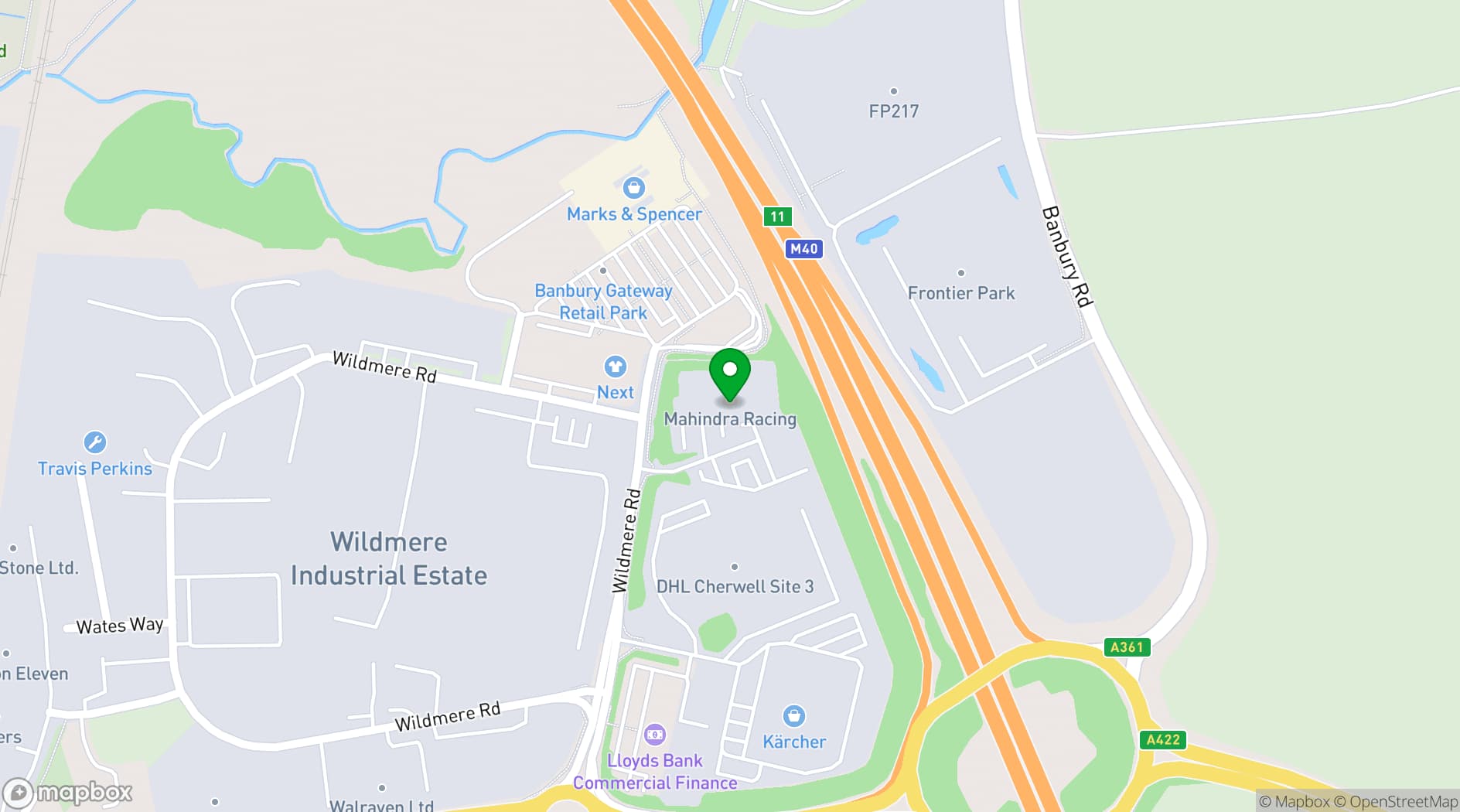 Map showing Mahindra Racing Formula E Team Event Space