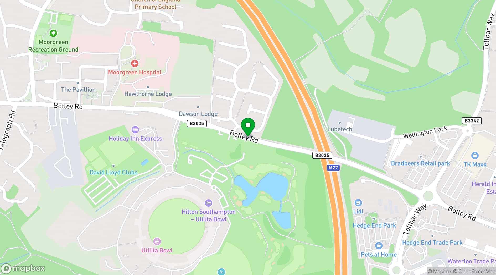 Map showing Hilton at the Ageas Bowl