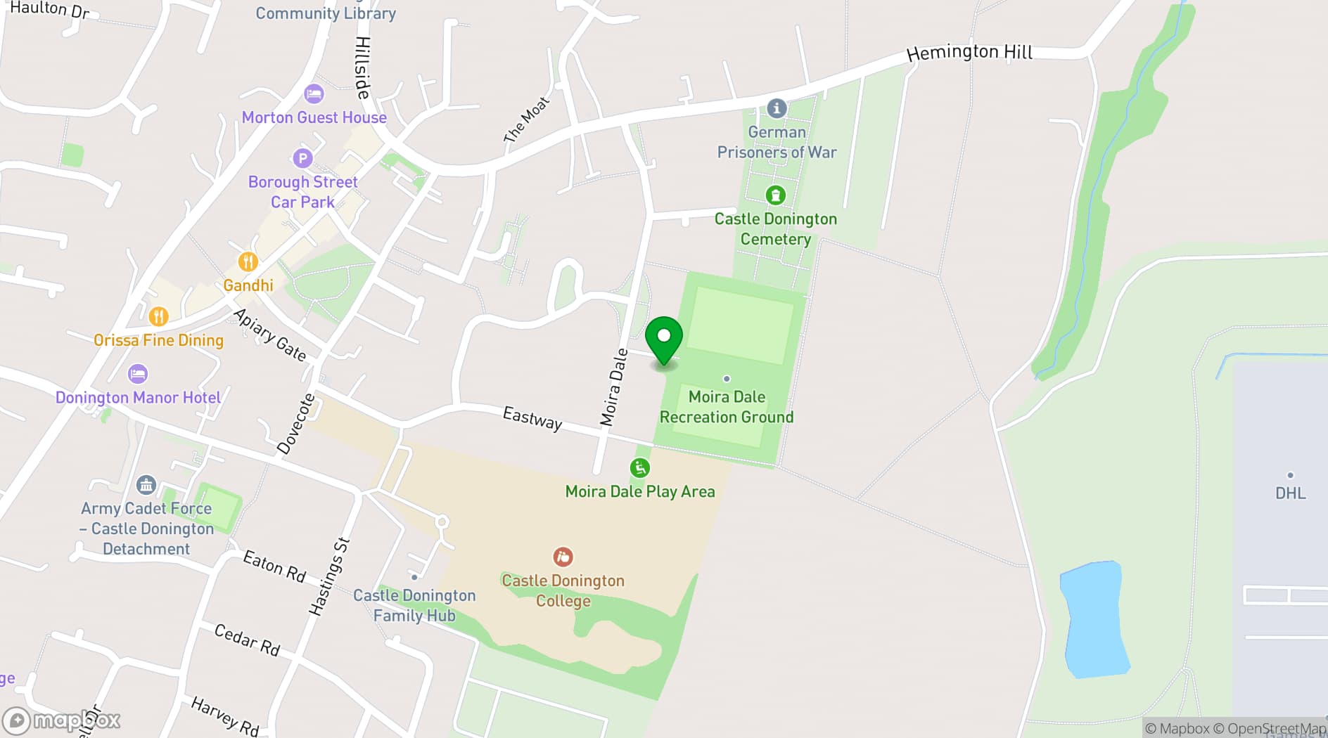 Map showing Castle Donington Village Hall