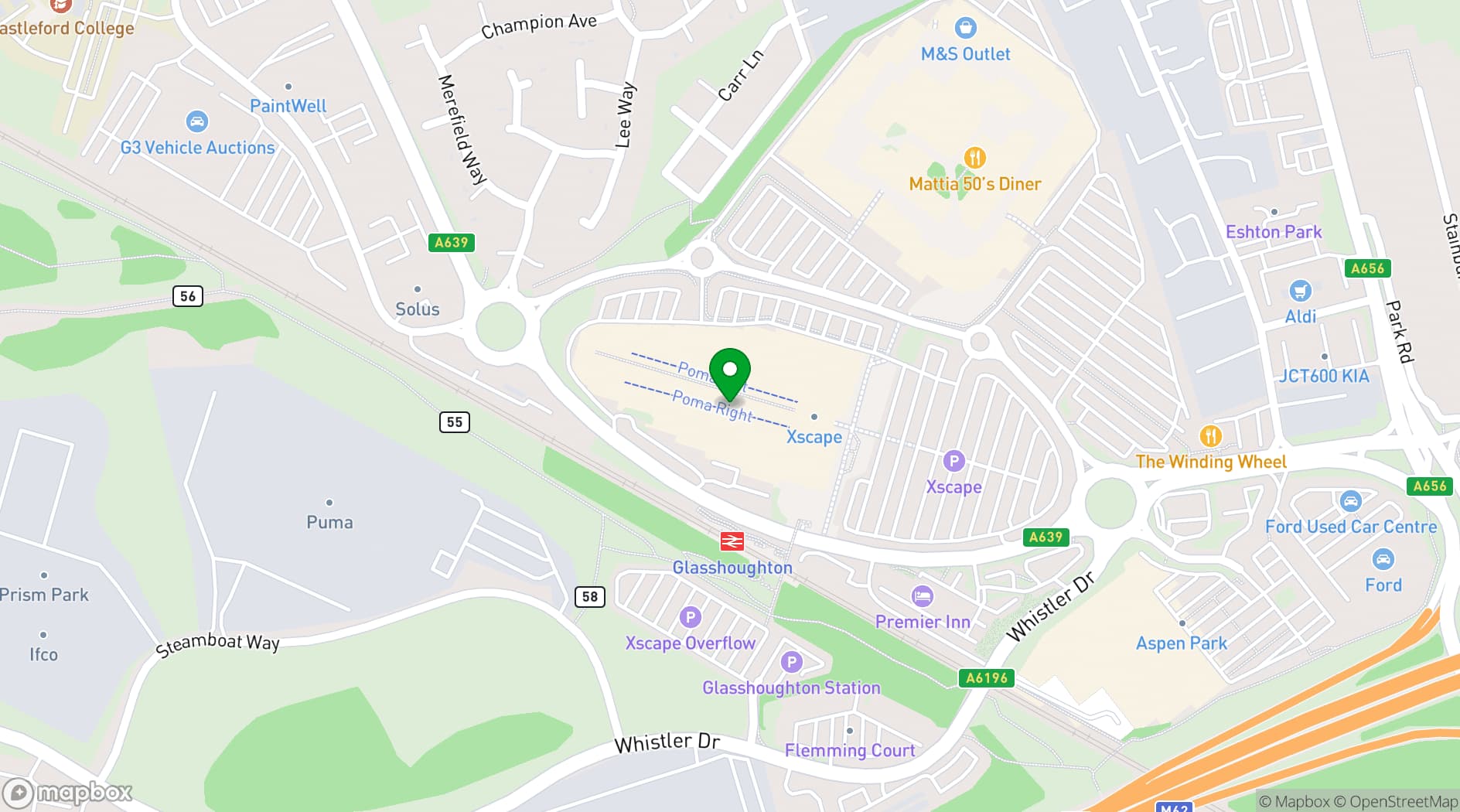 Map showing Vue Castleford