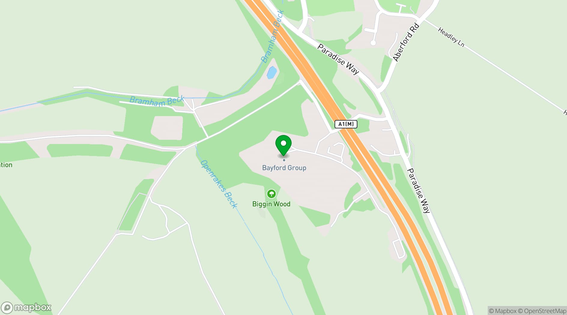 Map showing Bowcliffe Hall