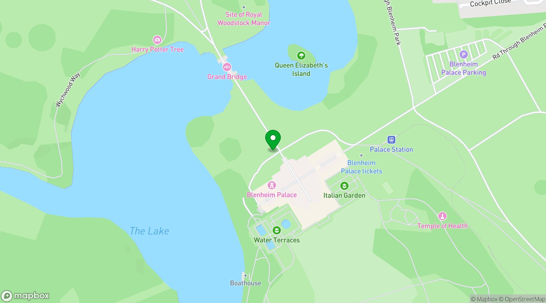 Map showing Blenheim Palace
