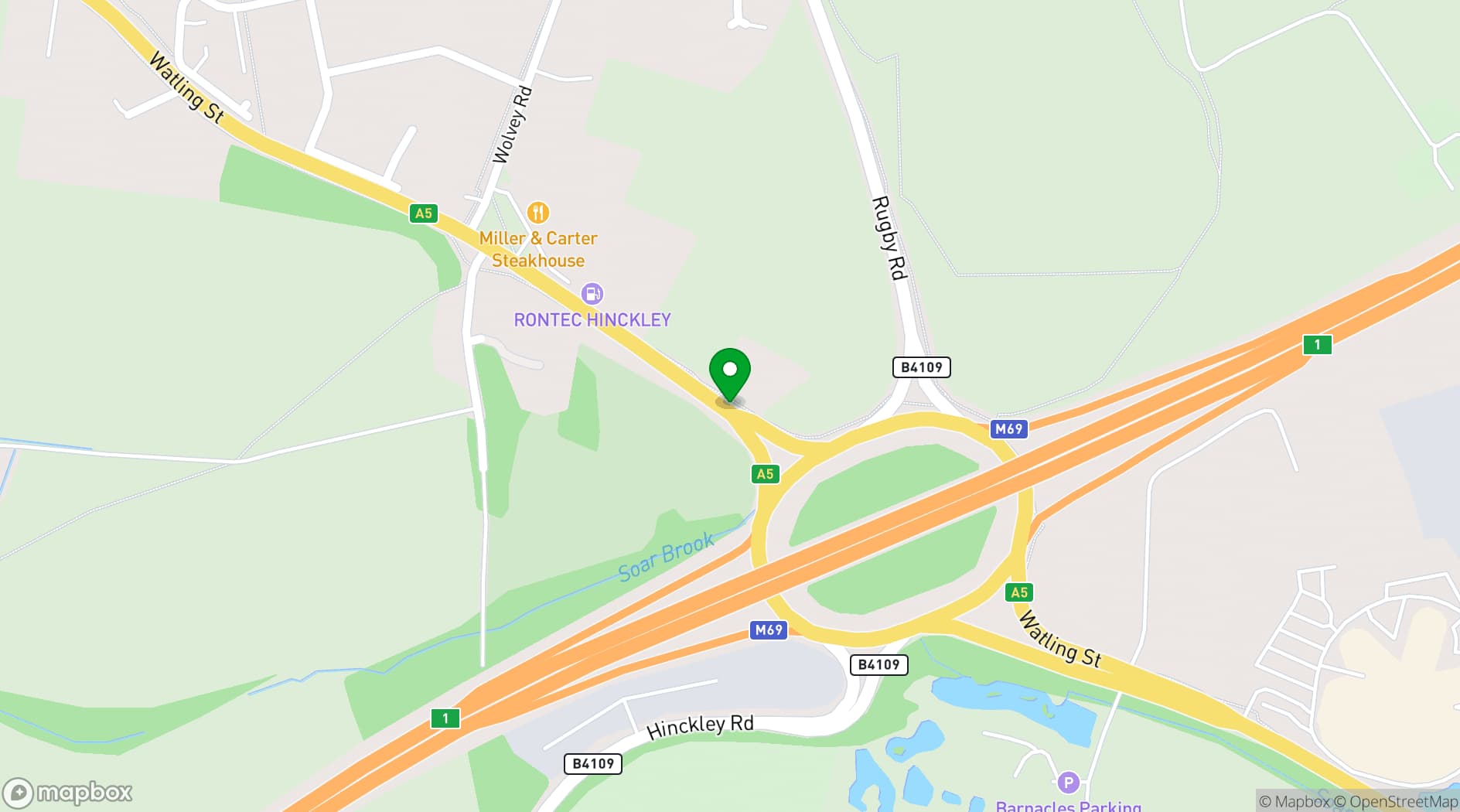 Map showing Leonardo Hotel and Conference Venue Hinckley Island