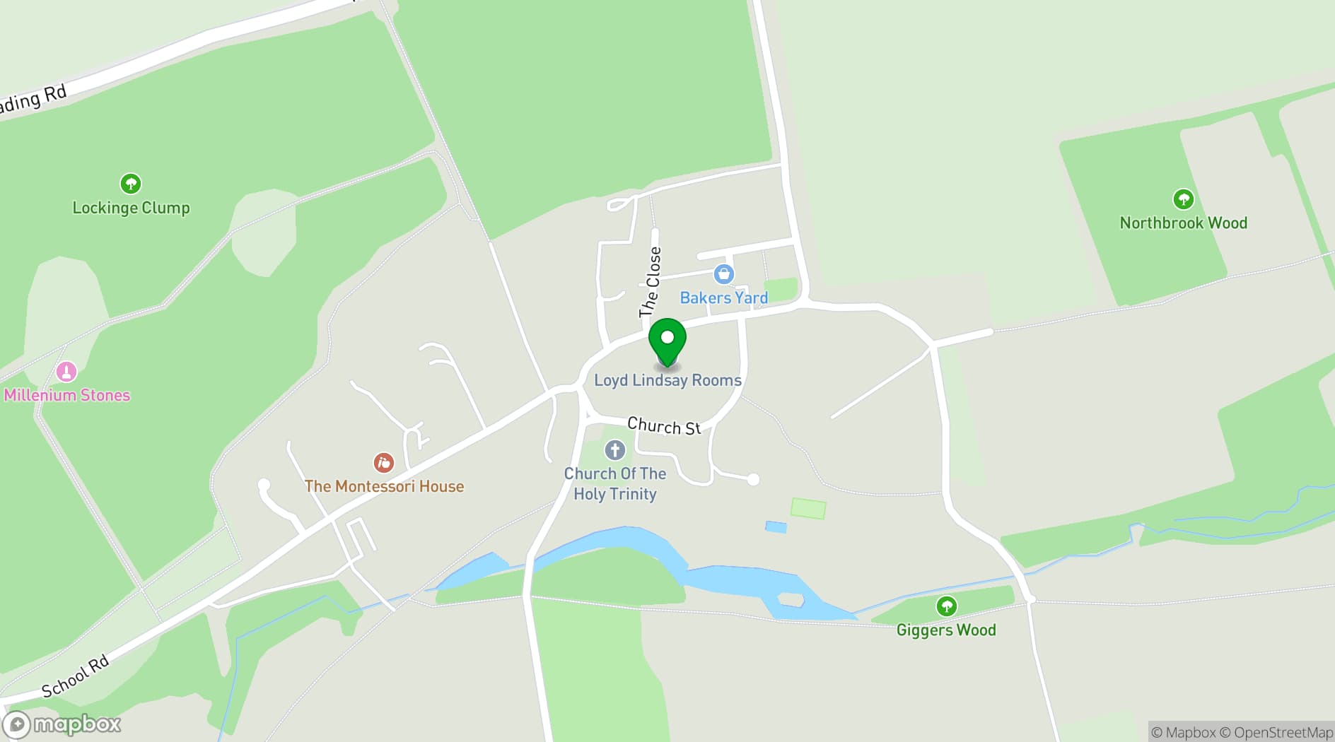 Map showing Loyd Lindsay Rooms
