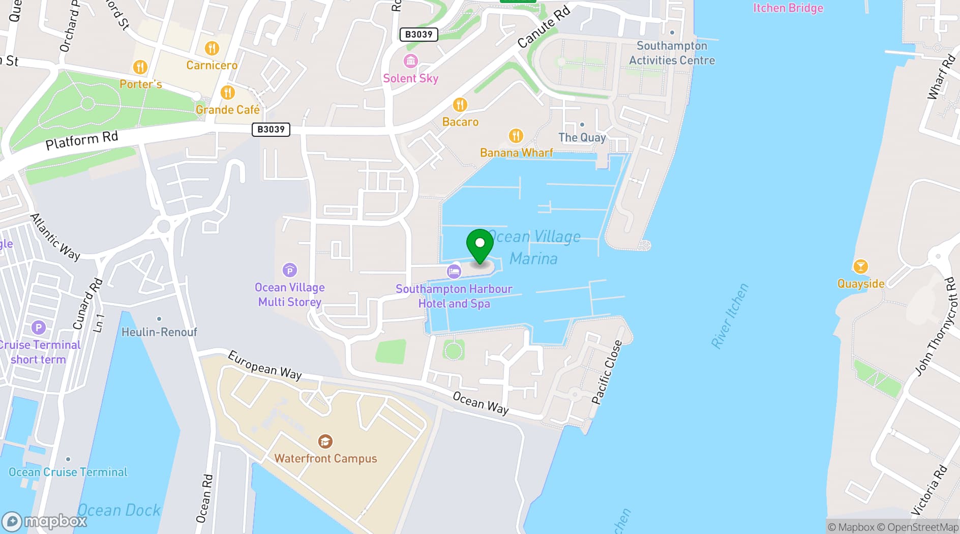 Map showing Harbour Hotel & Spa Southampton