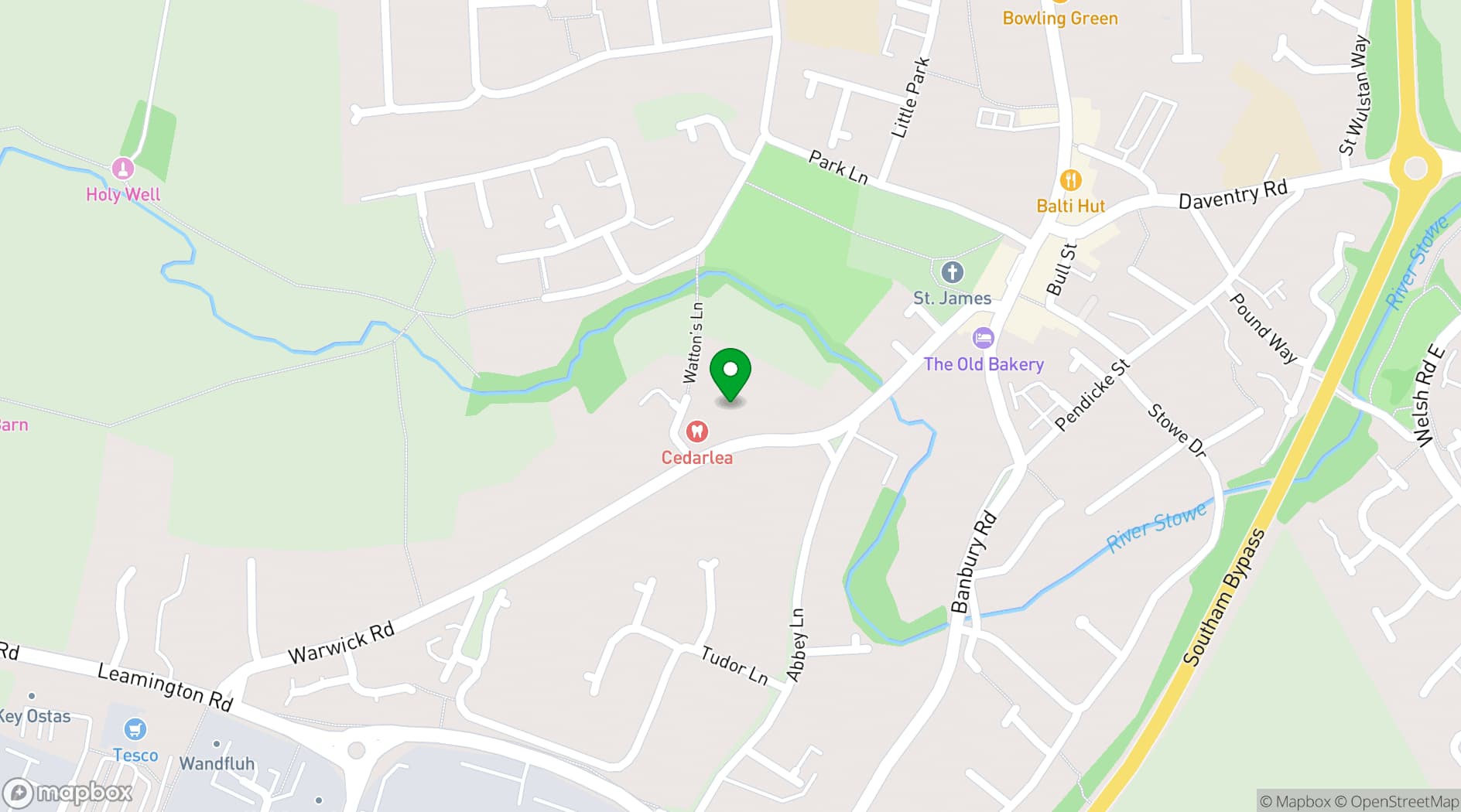 Map showing Warwick House