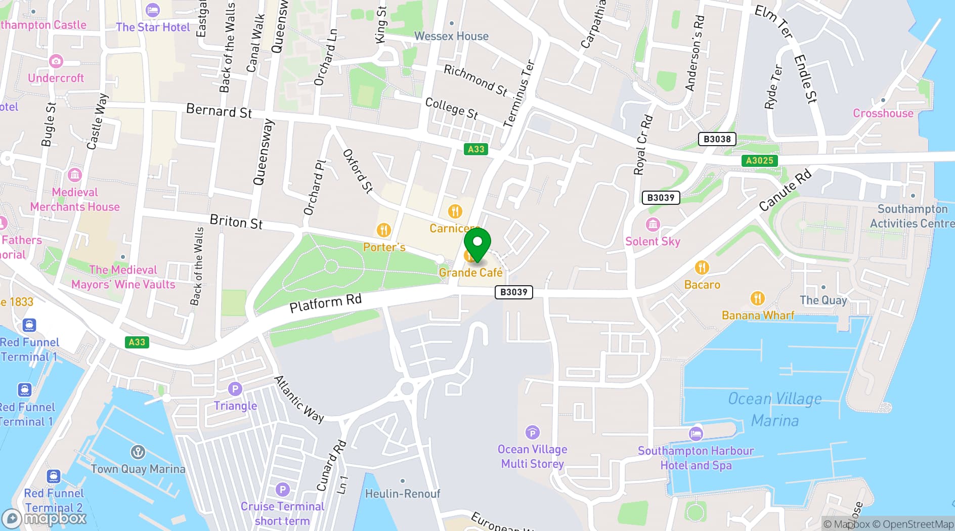 Map showing The Grand Southampton