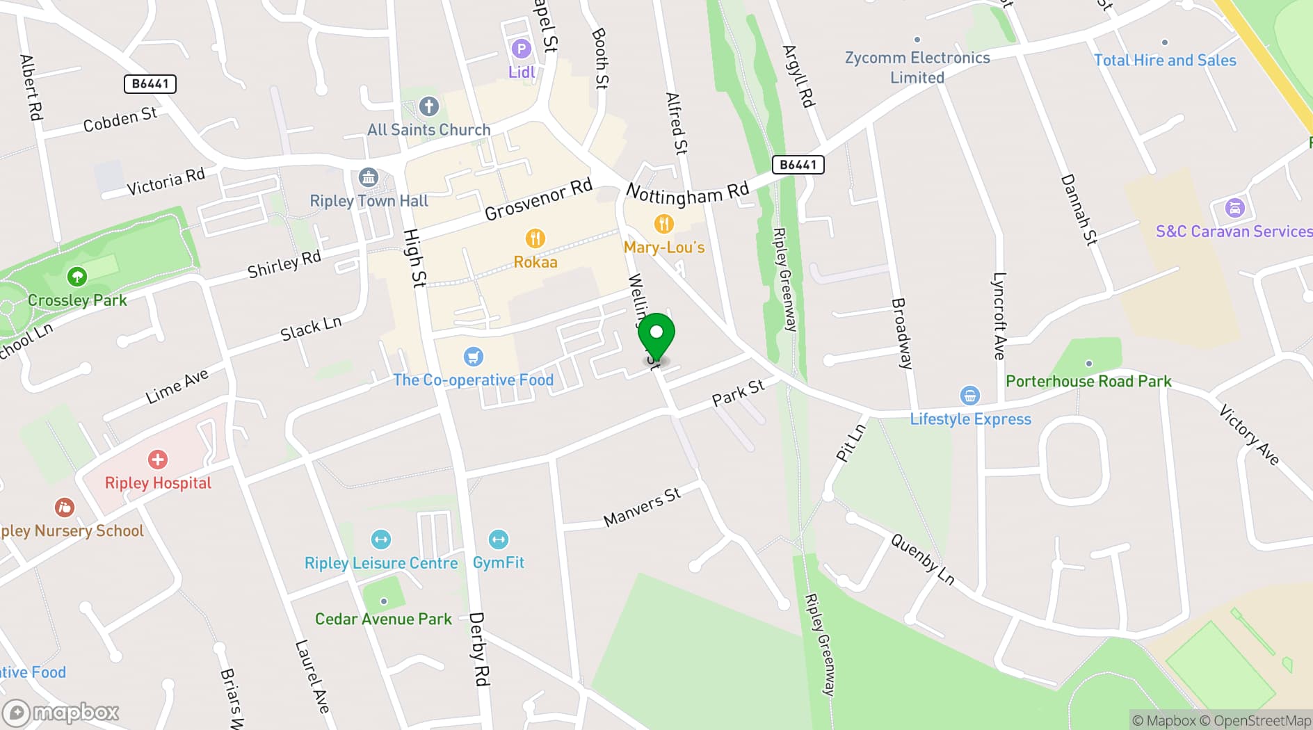 Map showing Ruby Rose Health and Wellbeing Center