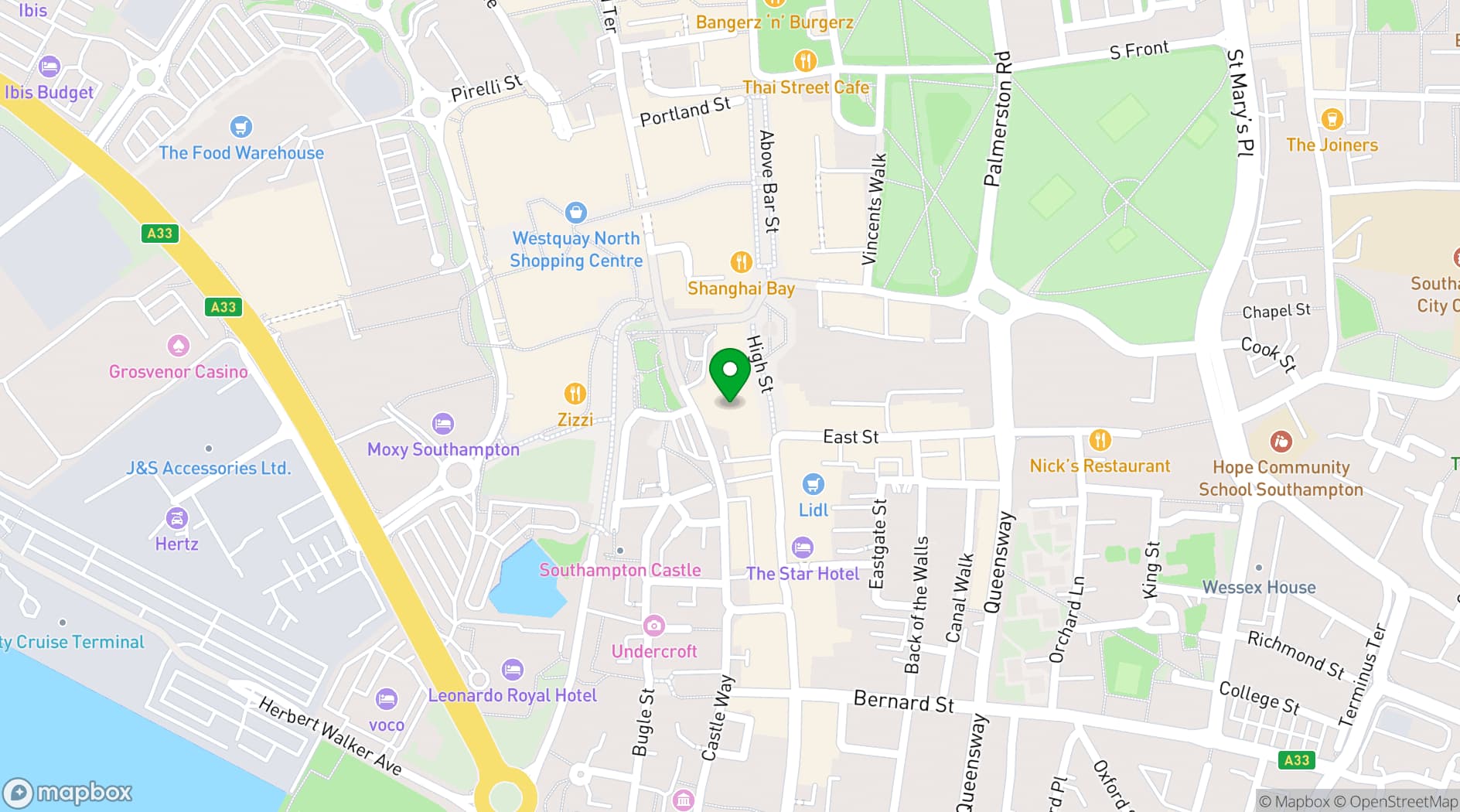 Map showing Houdini's After Dark Bar