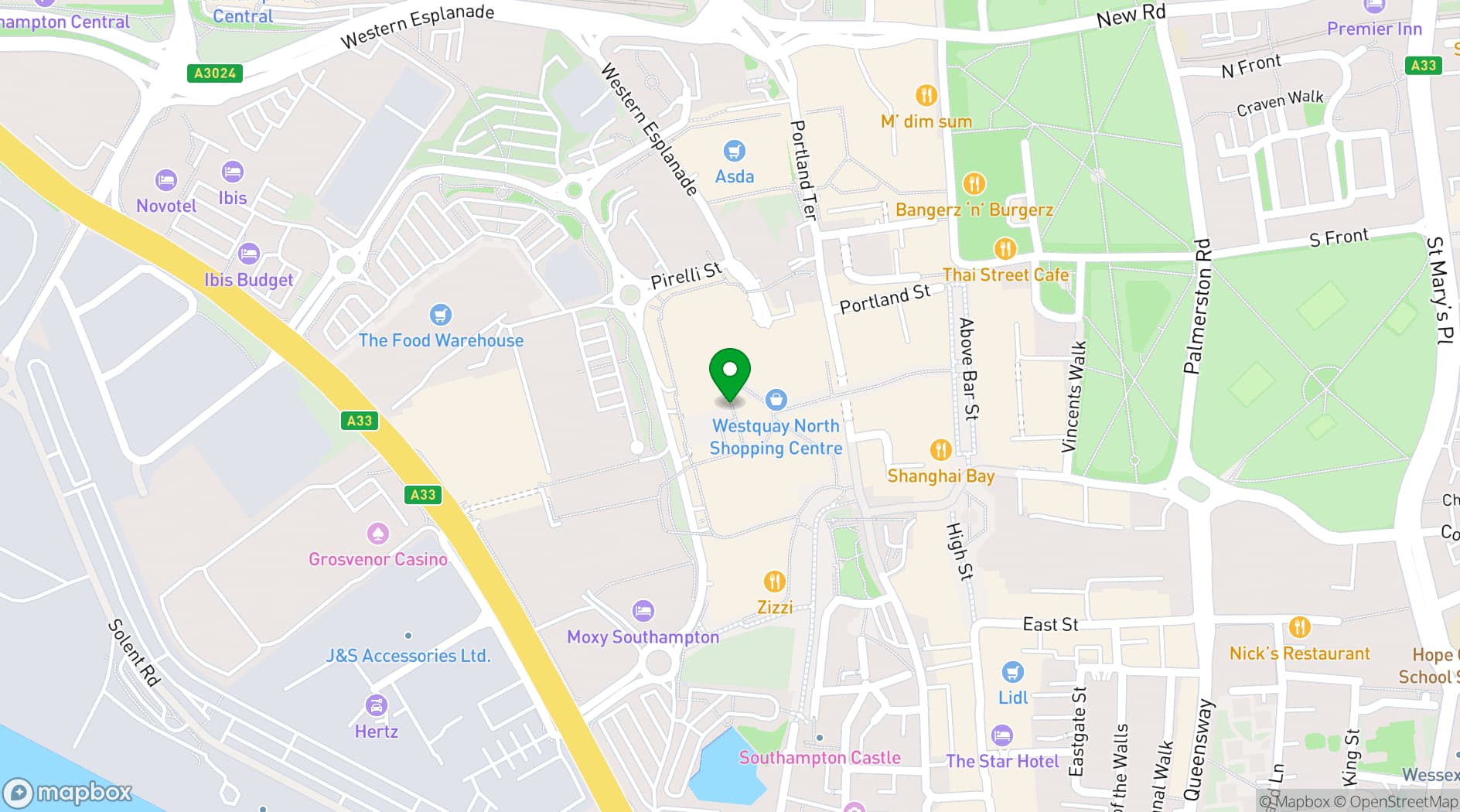 Map showing Boom Battle Bar Southampton