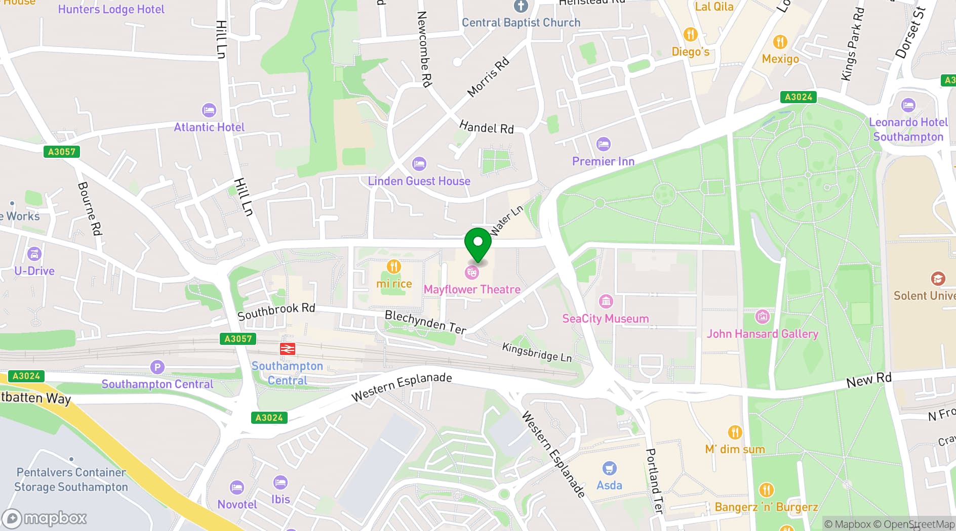 Map showing Mayflower Theatre