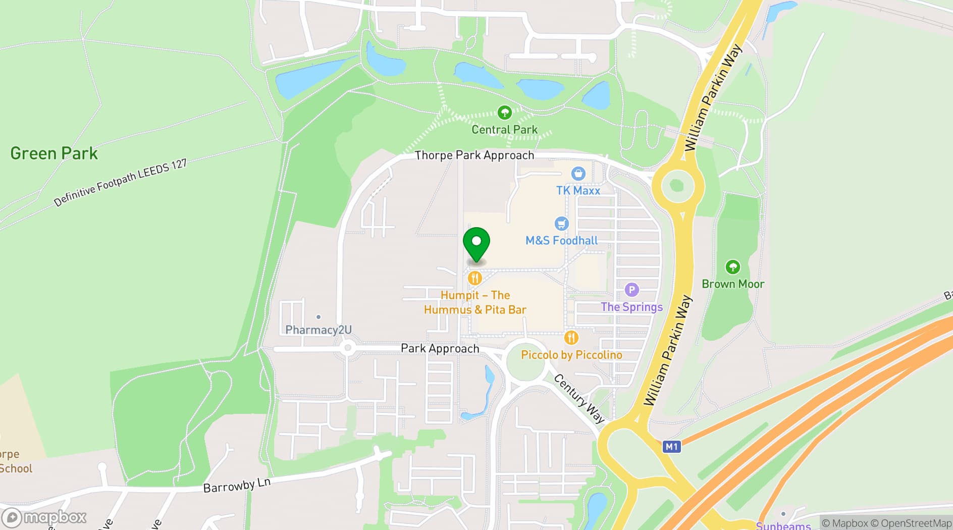 Map showing ODEON LUXE Leeds Thorpe Park