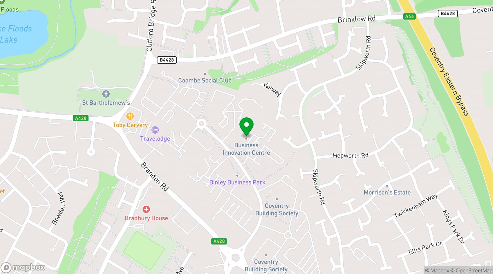 Map showing Business Innovation Centre
