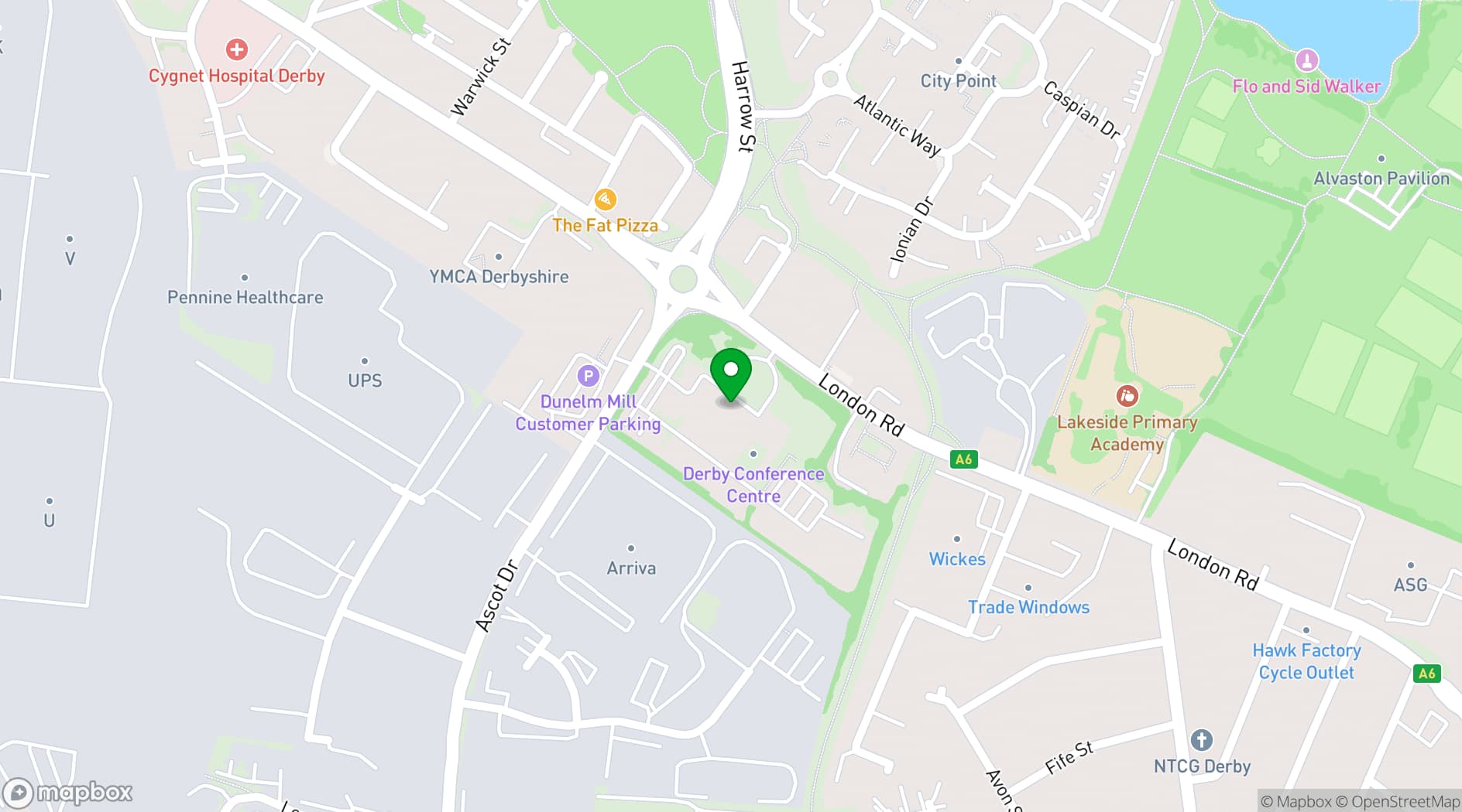 Map showing The Derby Conference Centre